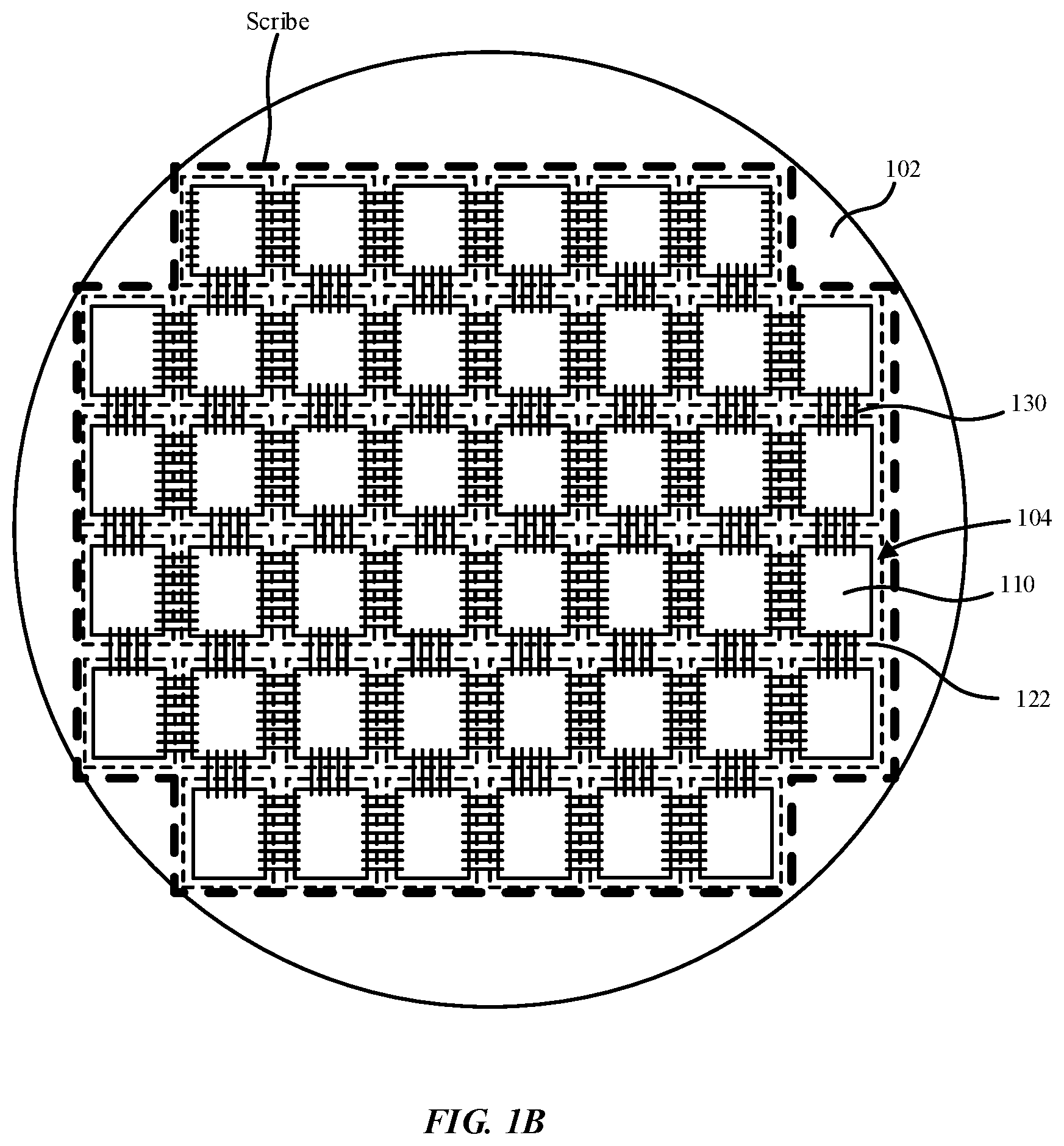 Patent US12588494 Figure 2 – Die stitching and harvesting of arrayed structures