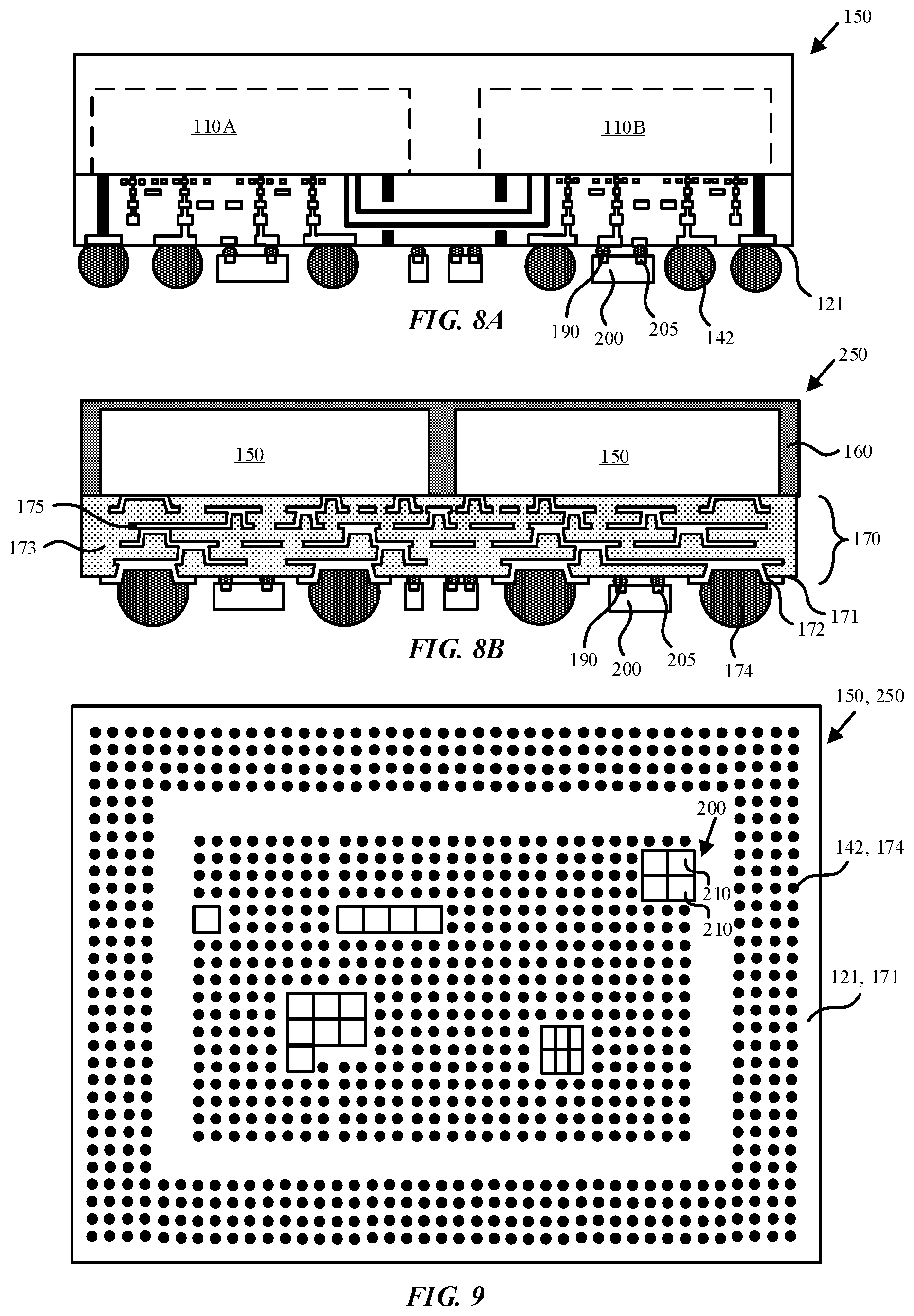 Patent US12588494 Figure 9 – Die stitching and harvesting of arrayed structures