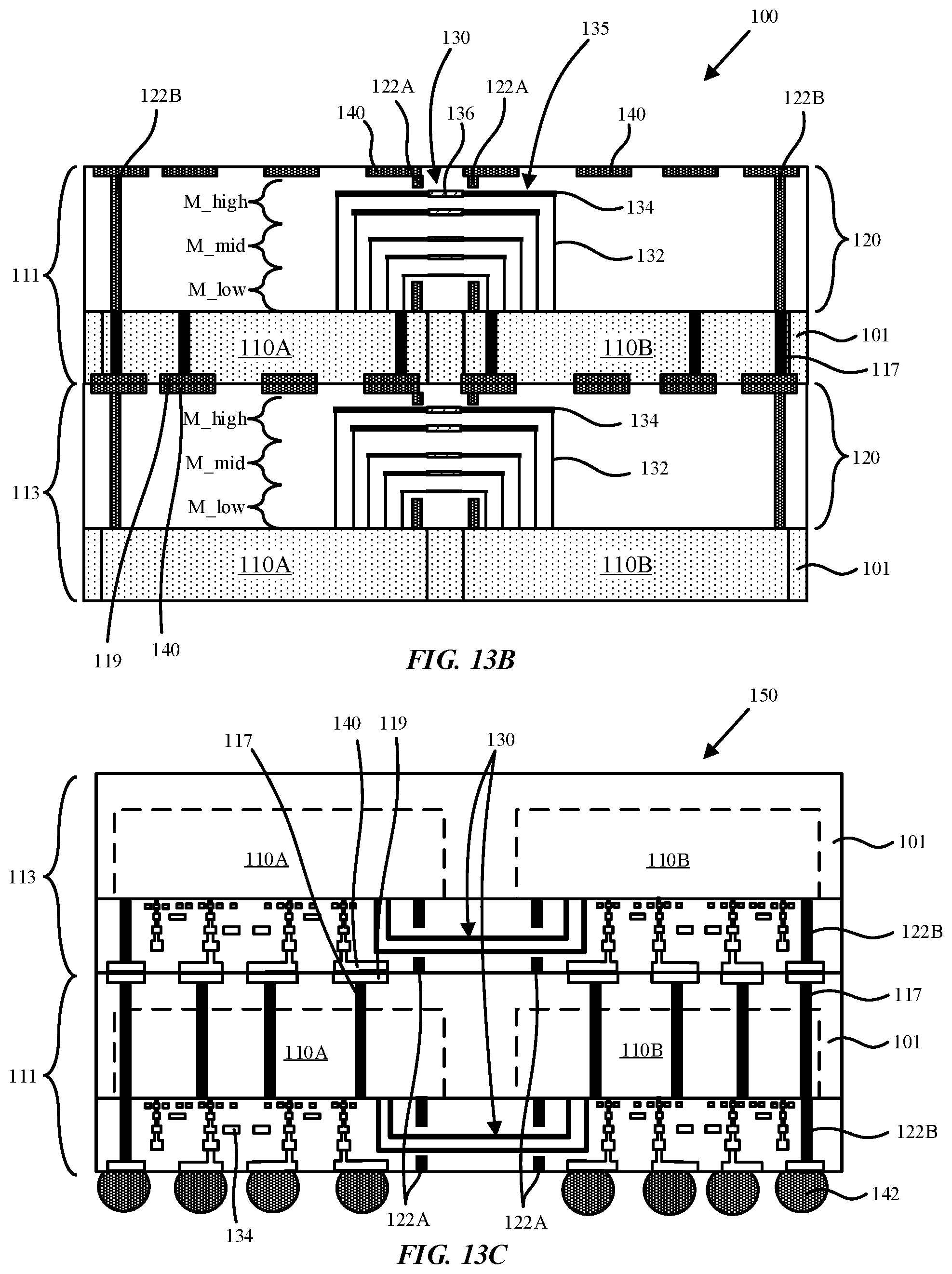 Patent US12588494 Figure 14 – Die stitching and harvesting of arrayed structures