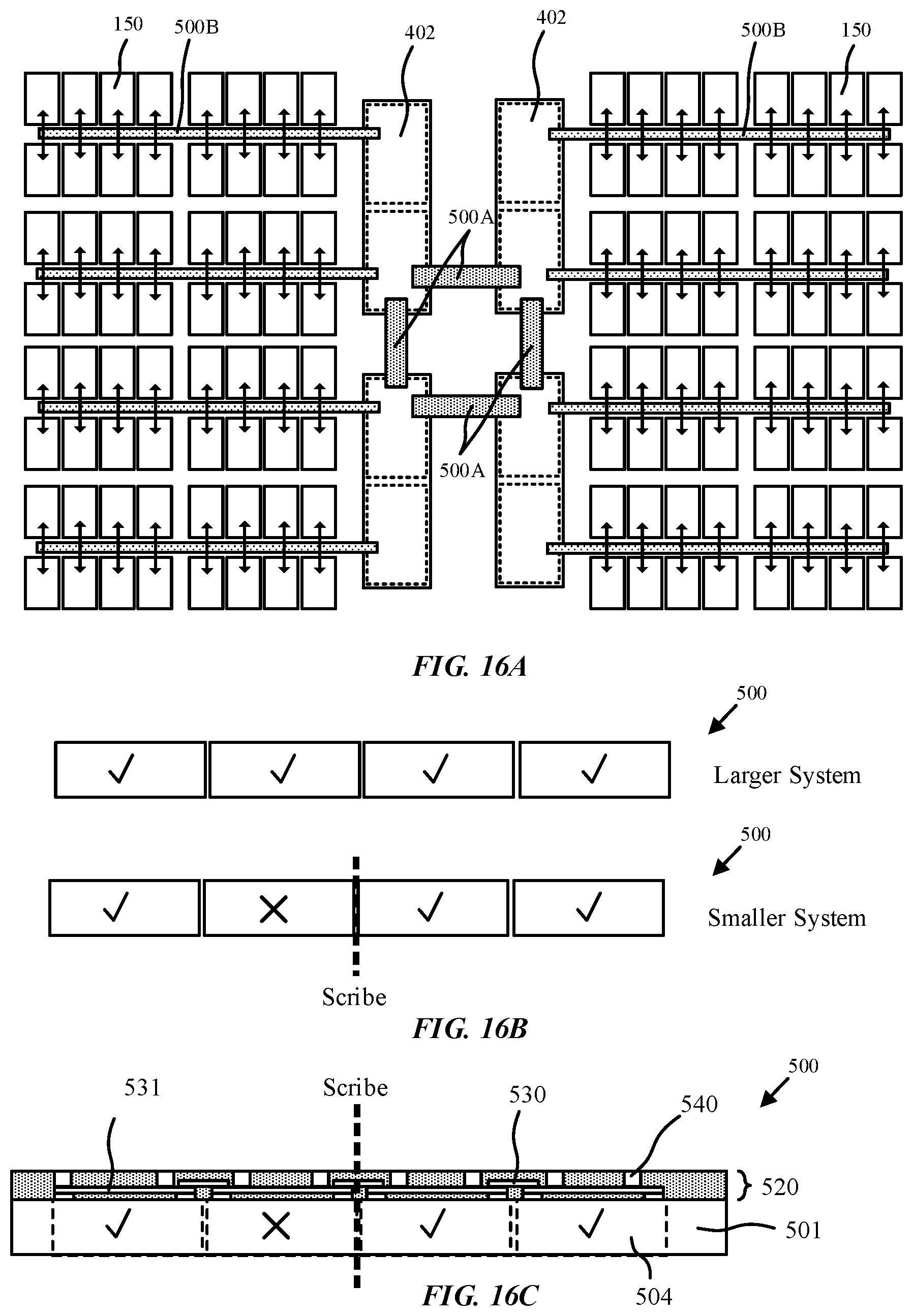 Patent US12588494 Figure 20 – Die stitching and harvesting of arrayed structures
