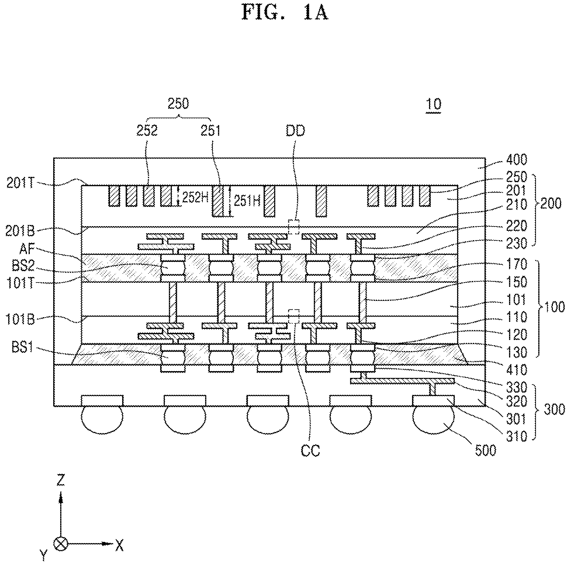 Patent US12588500 Figure 1 – Semiconductor package