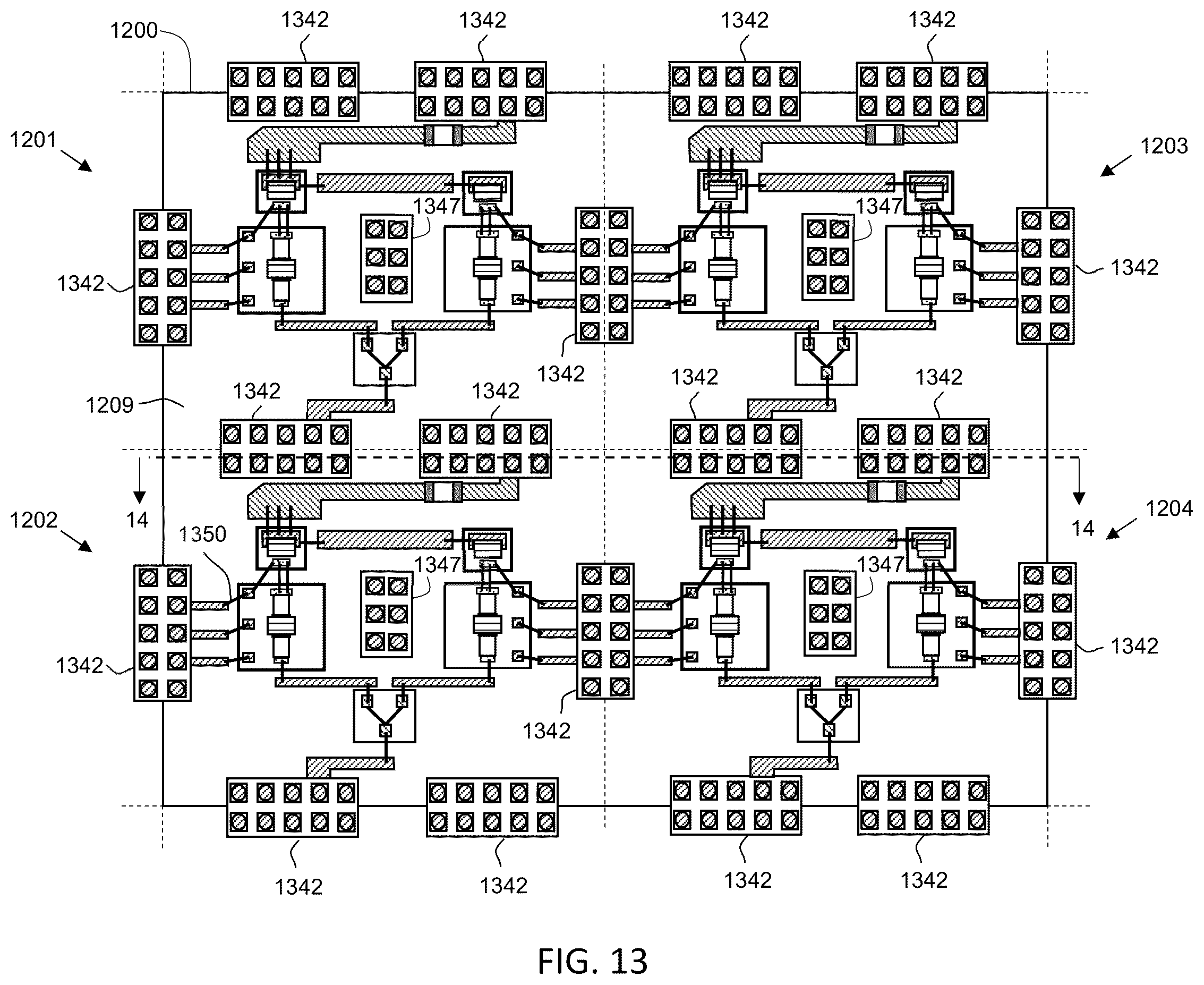 Patent US12588509 Figure 11 – Terminal interposers with mold flow channels, circuit modules including such terminal interposers, and associated methods