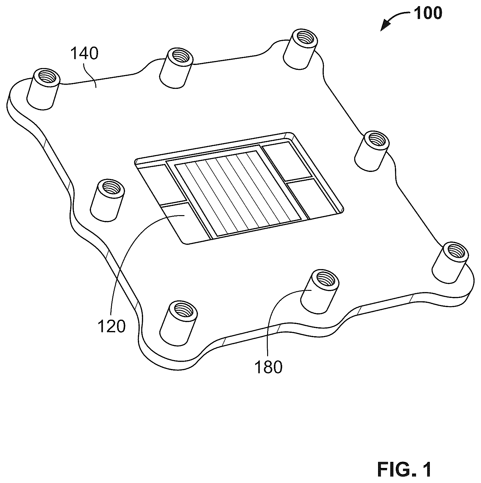 Patent US12588510 — Weight optimized stiffener and sealing structure for direct liquid cooled modules — Figure 1