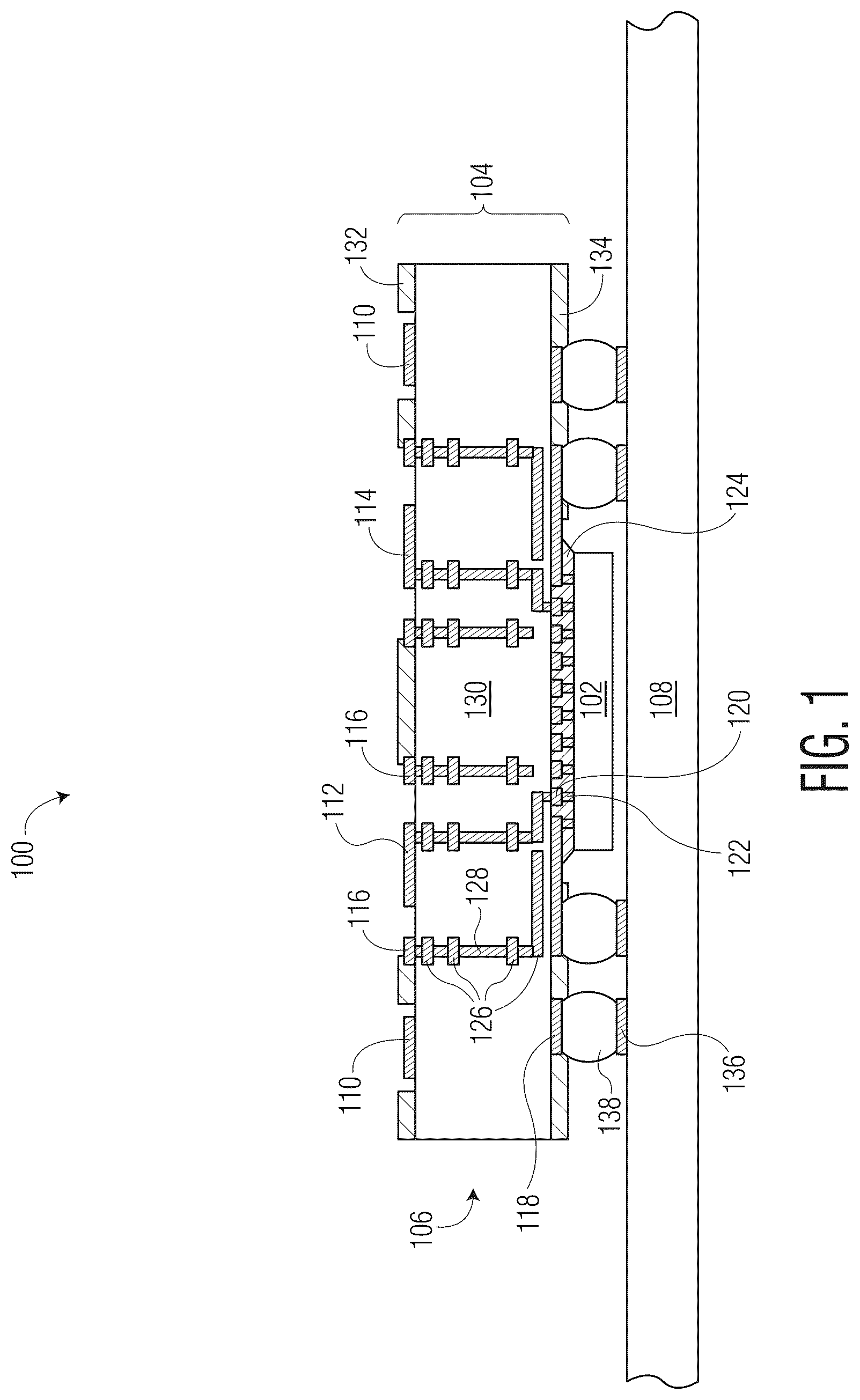 Patent US12588517 Figure 1 – Semiconductor device with self-aligned waveguide and method therefor