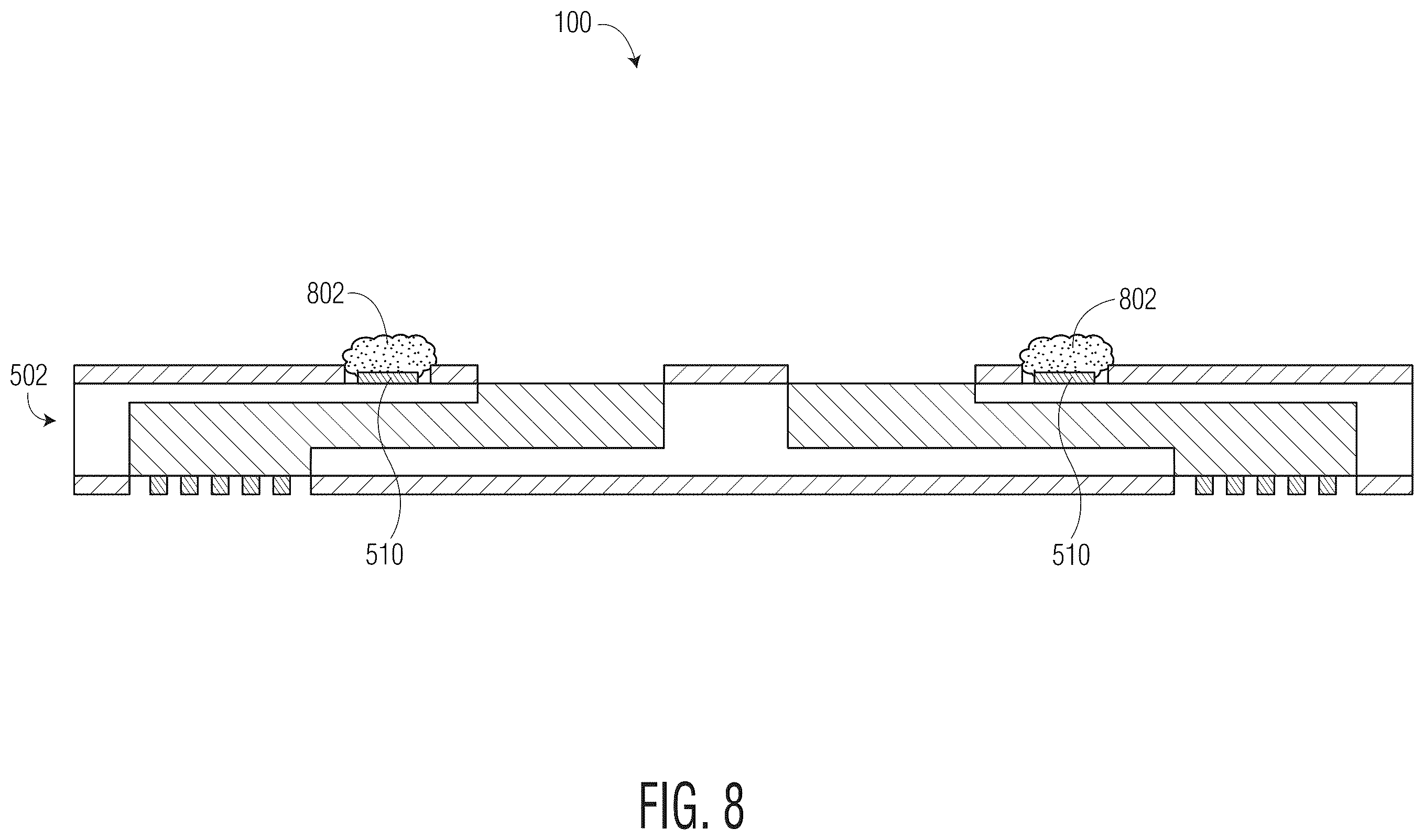 Patent US12588517 Figure 8 – Semiconductor device with self-aligned waveguide and method therefor
