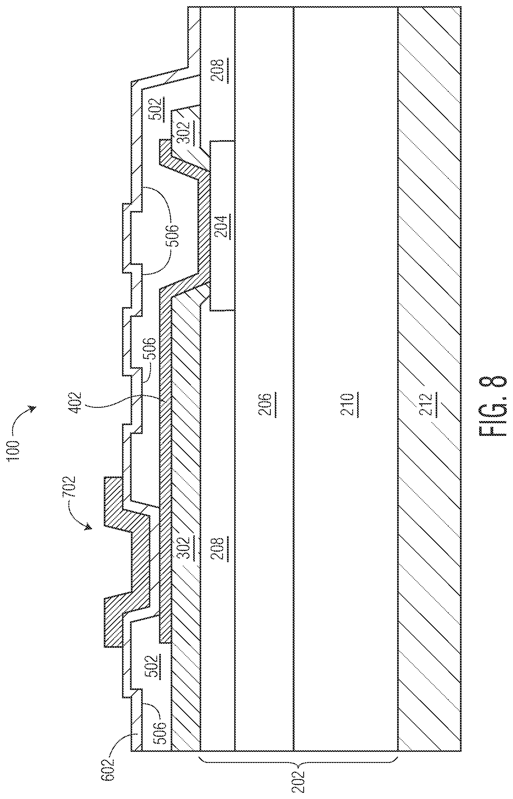 Patent US12588518 Figure 8 – Semiconductor device with reinforced dielectric and method therefor