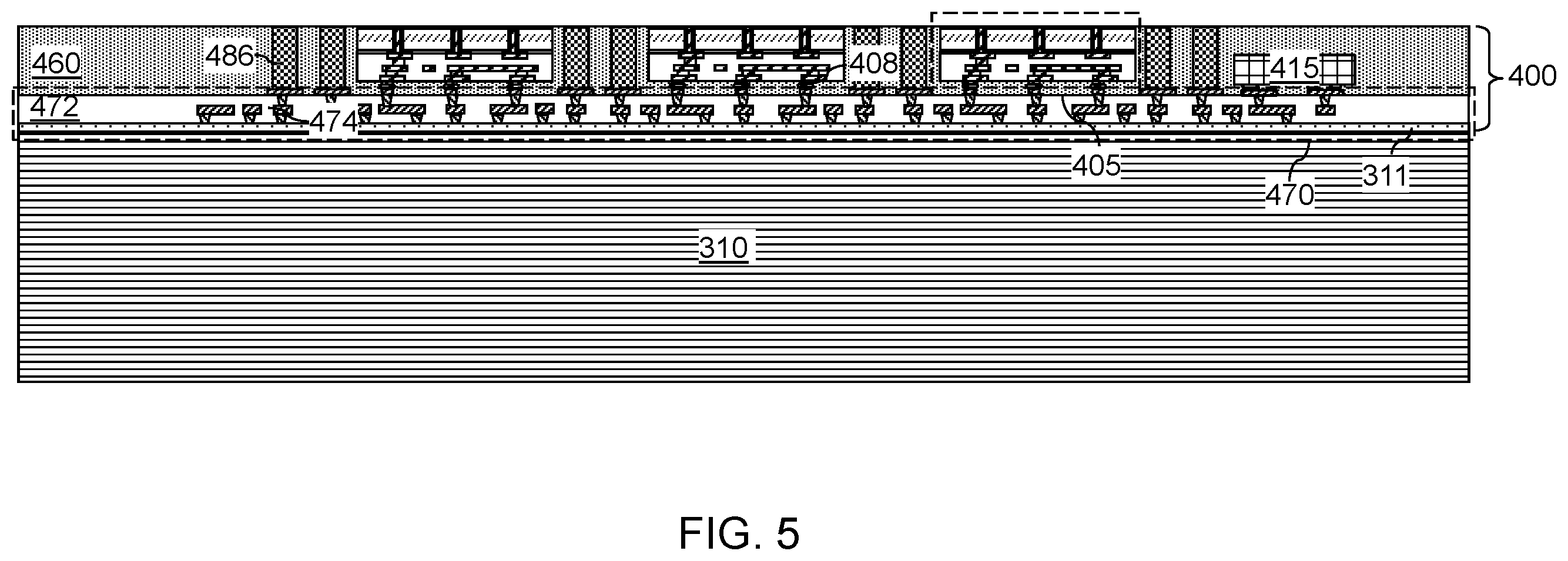 Patent US12588525 Figure 5 – Packaging substrate including an underfill injection opening and methods of forming the same