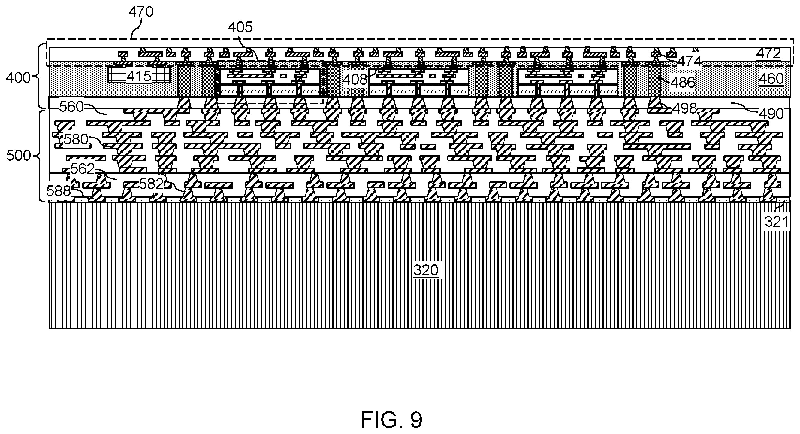 Patent US12588525 Figure 9 – Packaging substrate including an underfill injection opening and methods of forming the same