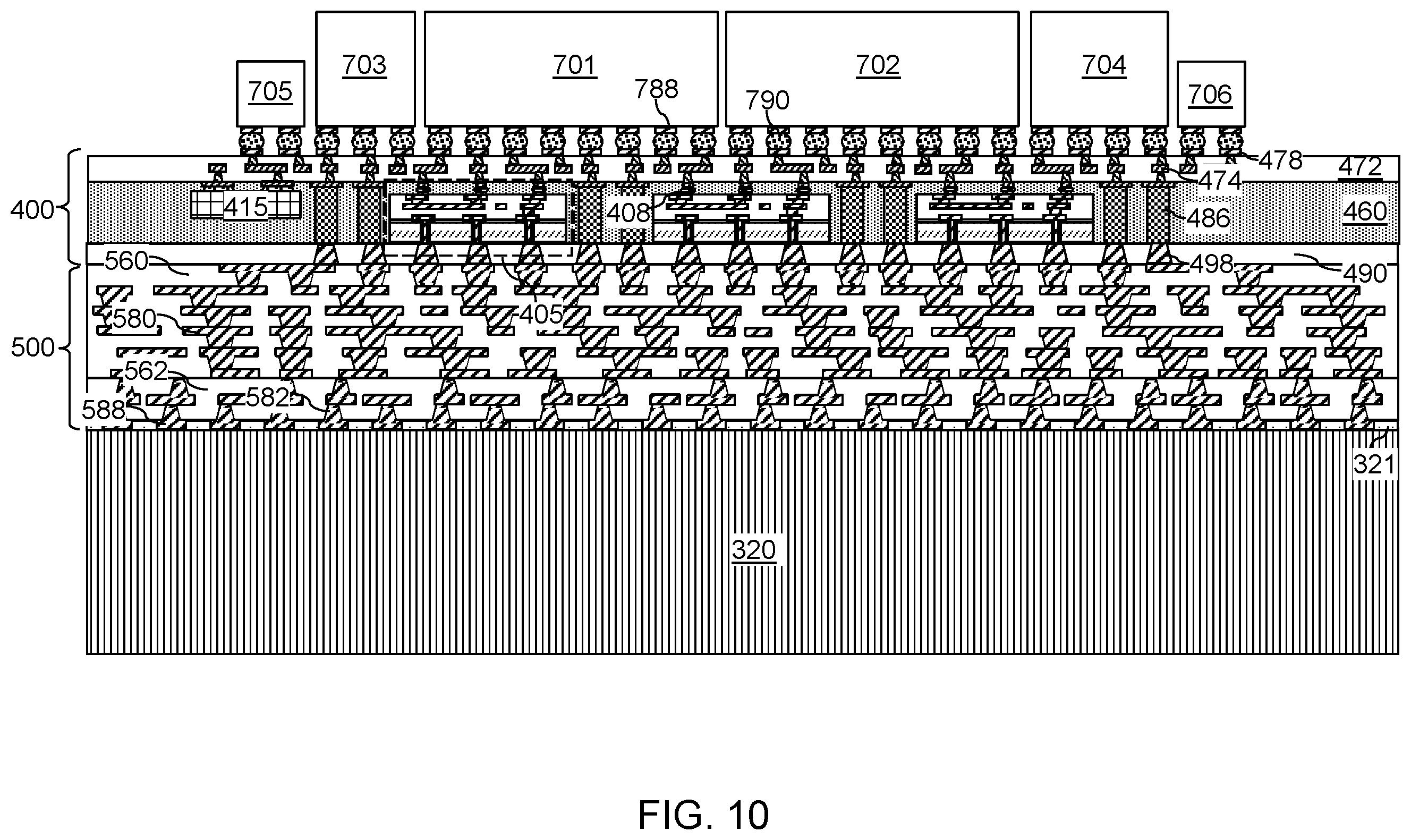 Patent US12588525 Figure 10 – Packaging substrate including an underfill injection opening and methods of forming the same