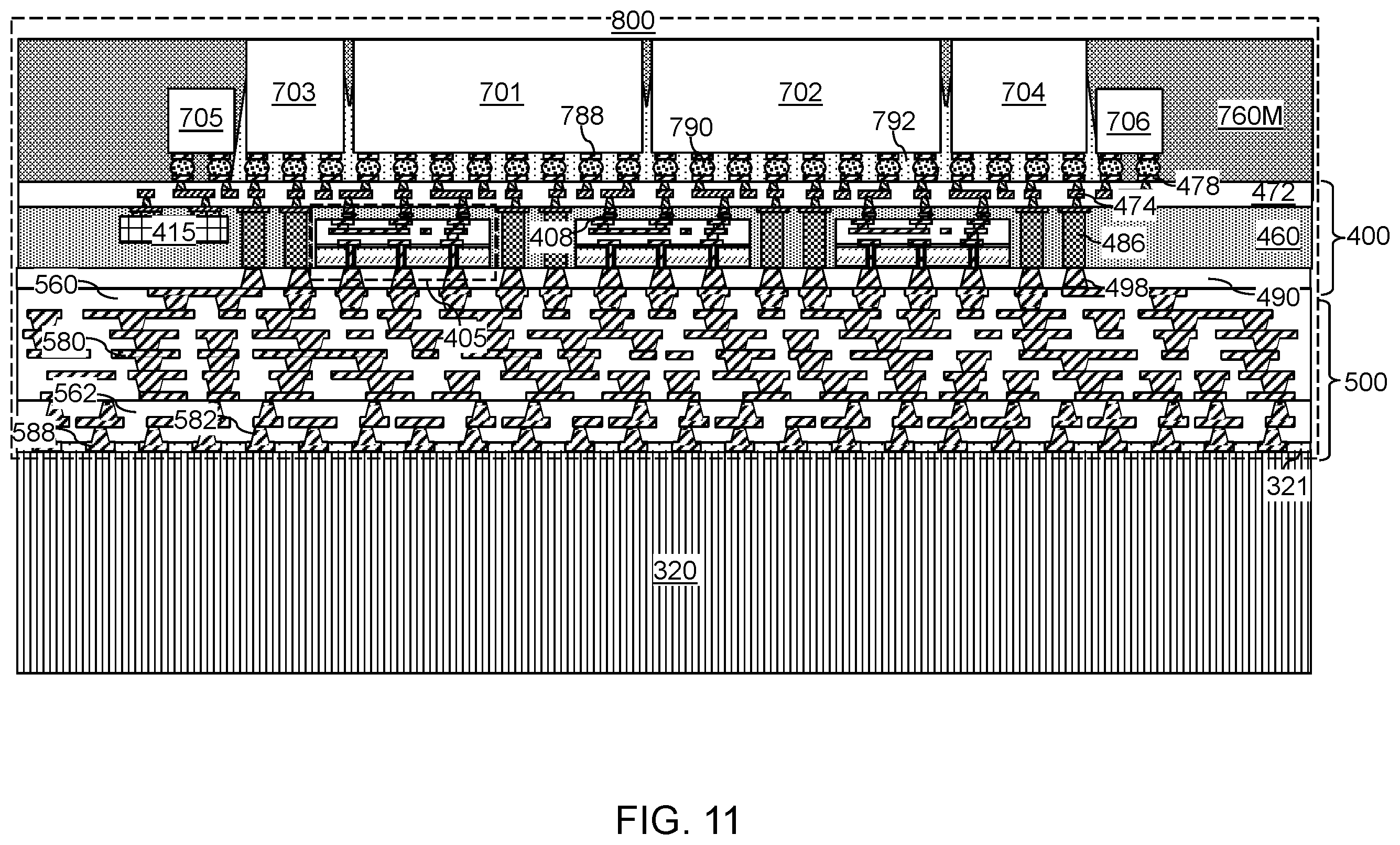 Patent US12588525 Figure 11 – Packaging substrate including an underfill injection opening and methods of forming the same