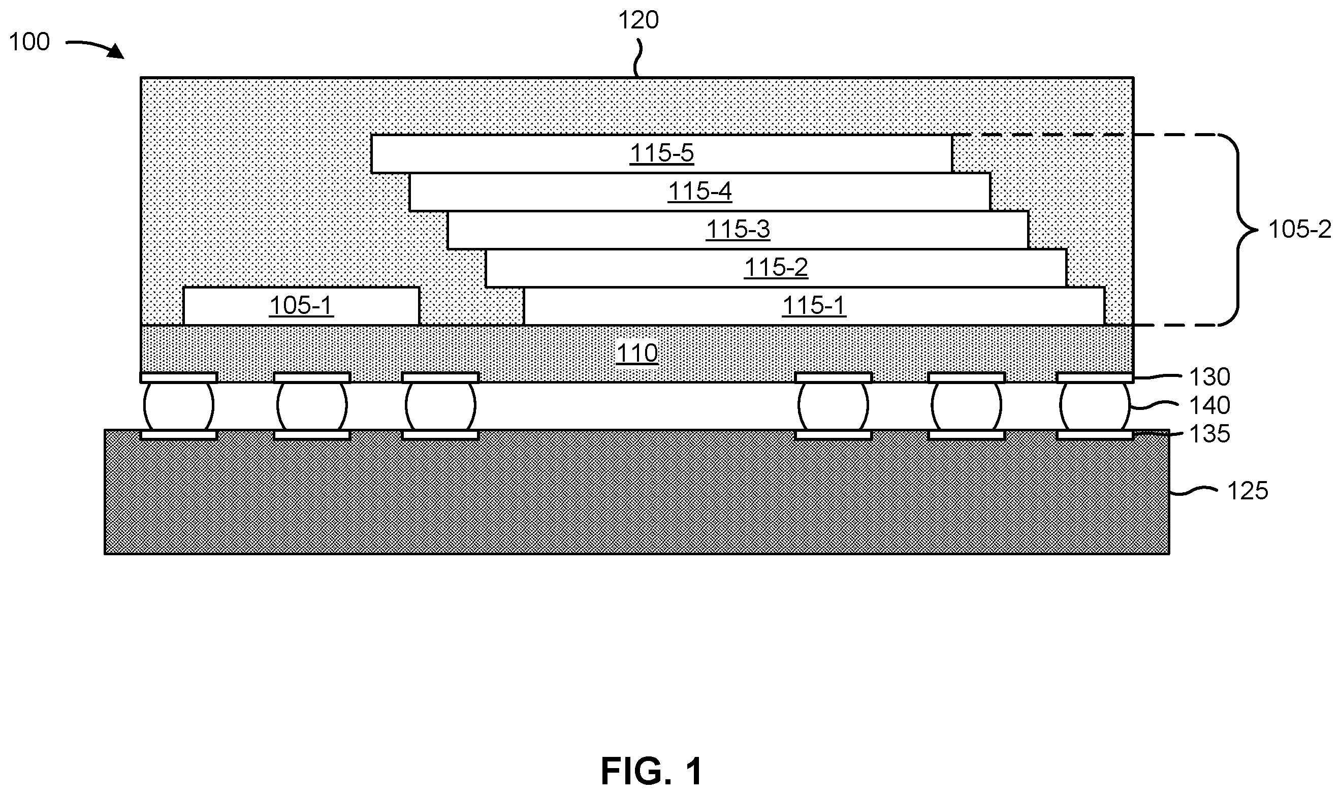 Patent US12588527 Figure 1 – Dielectric interposer with electrical-connection cut-in
