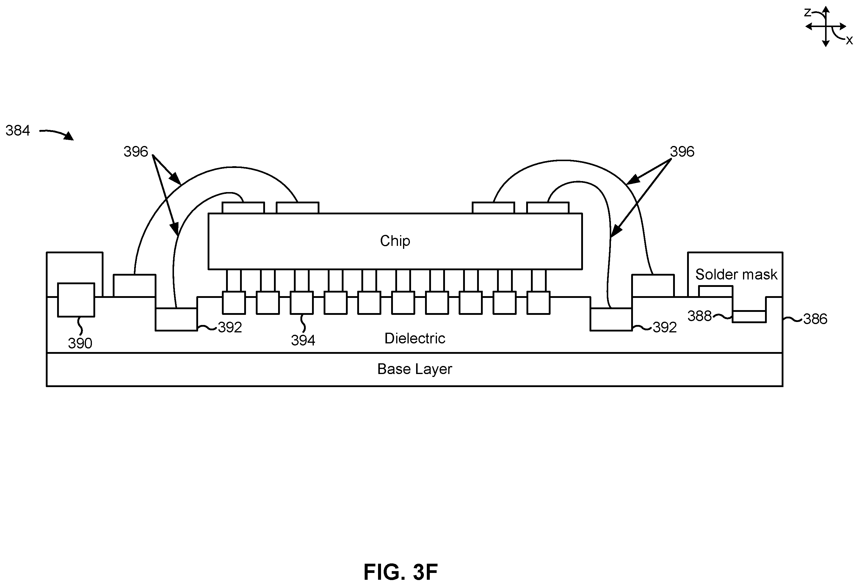 Patent US12588527 Figure 8 – Dielectric interposer with electrical-connection cut-in