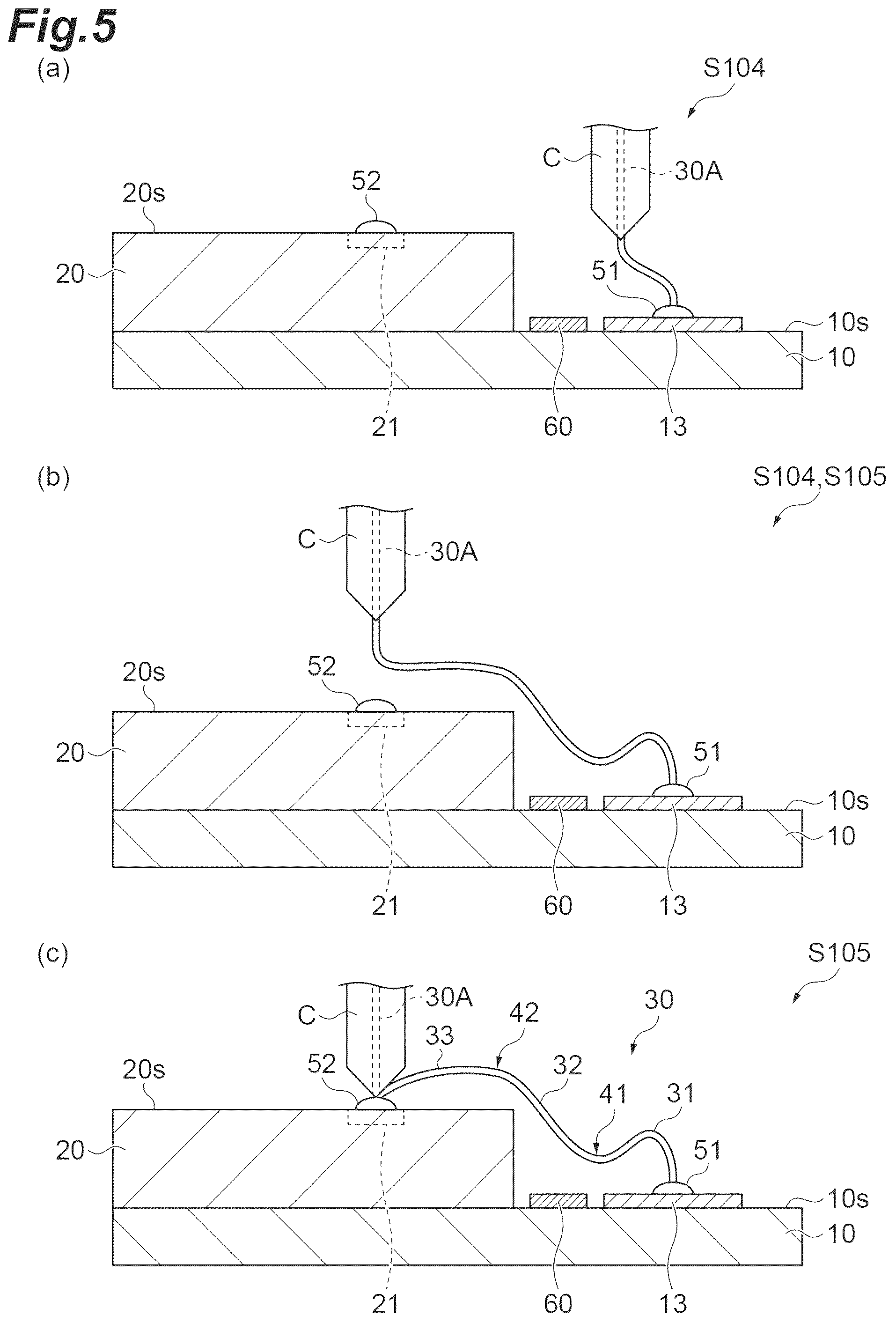 Patent US12588537 Figure 5 – Semiconductor device comprising lead frame and bonding wire and manufacturing method for the semiconductor device