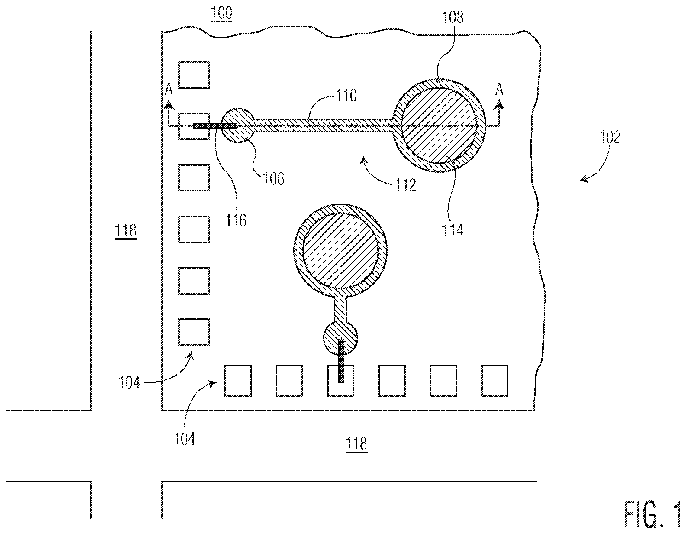 Patent US12588538 — Semiconductor device having wired under bump structure and method therefor — Figure 1