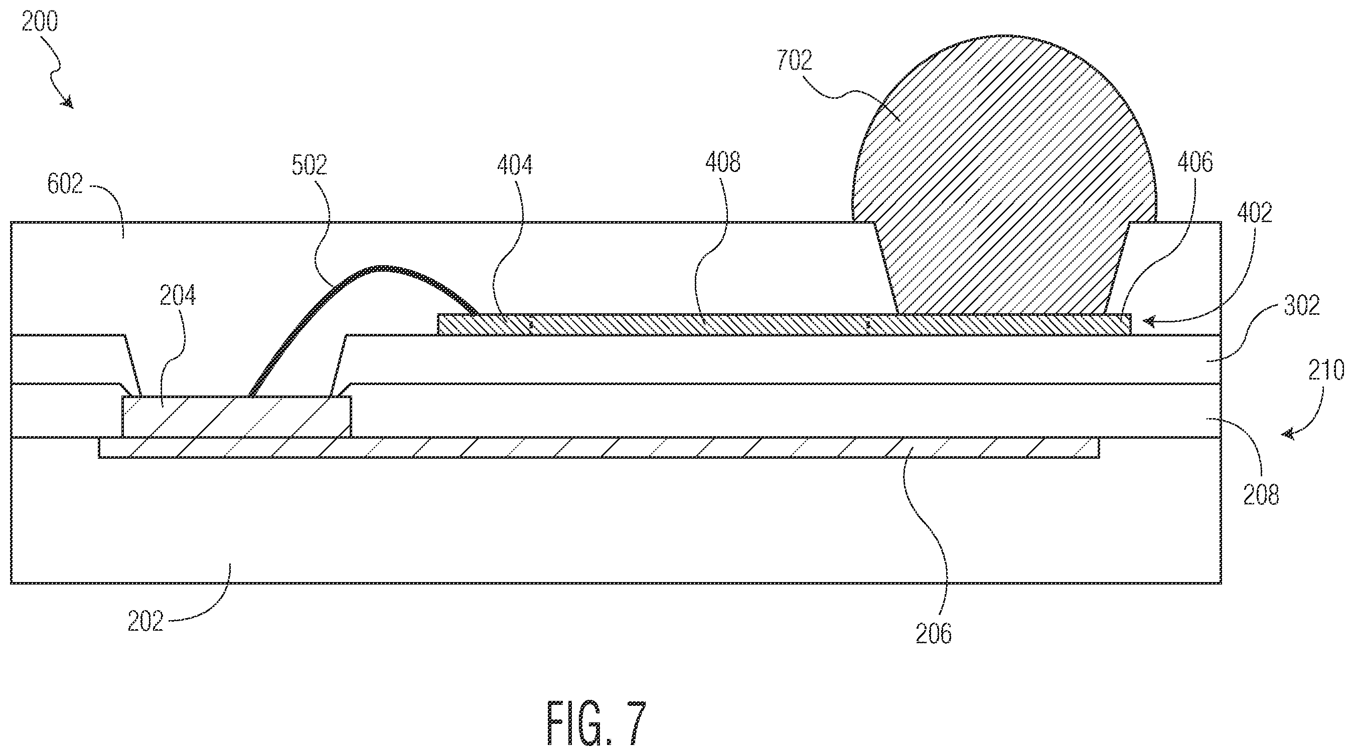 Patent US12588538 Figure 7 – Semiconductor device having wired under bump structure and method therefor