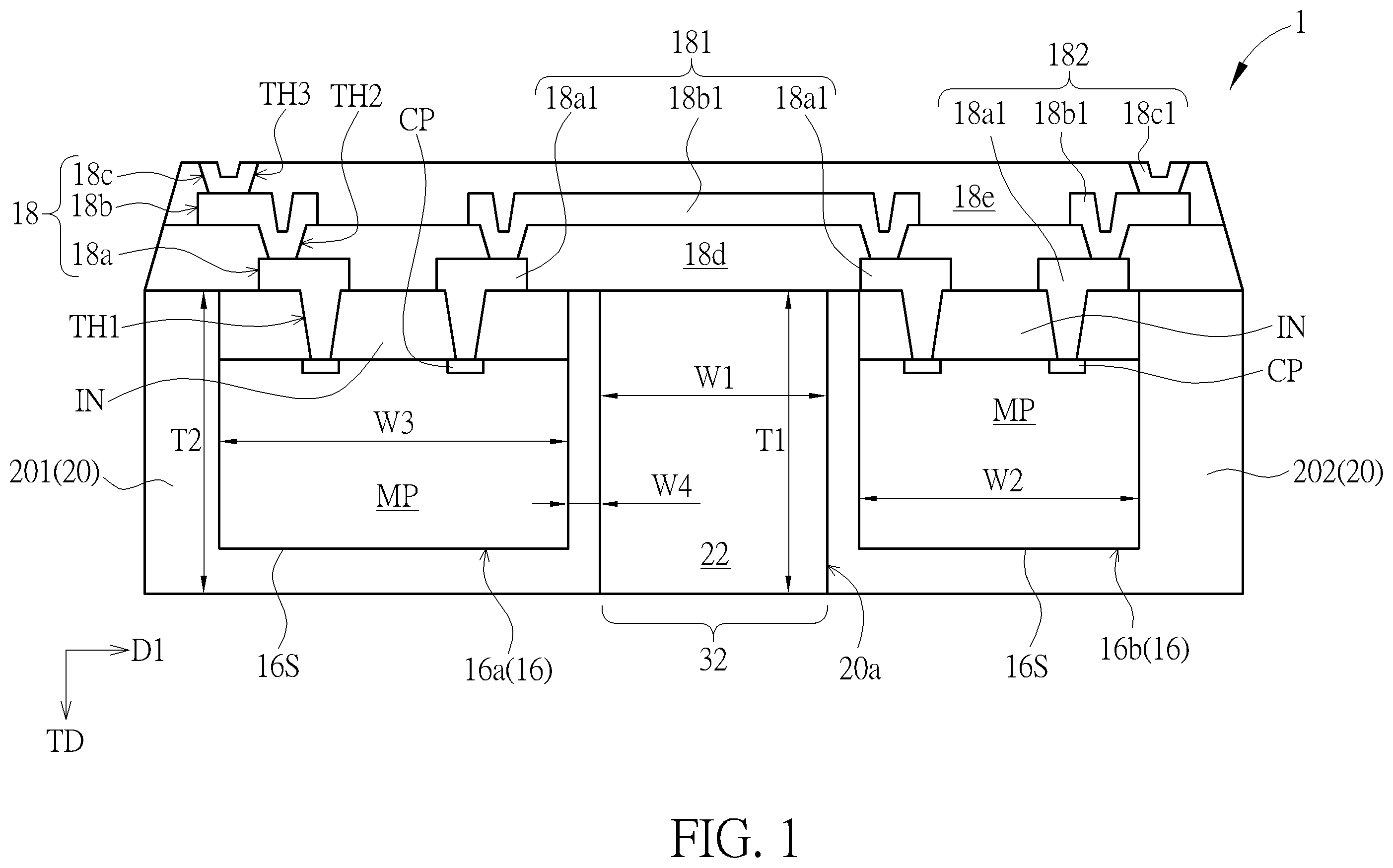 Patent US12588547 Figure 1 – Electronic device and manufacturing method thereof