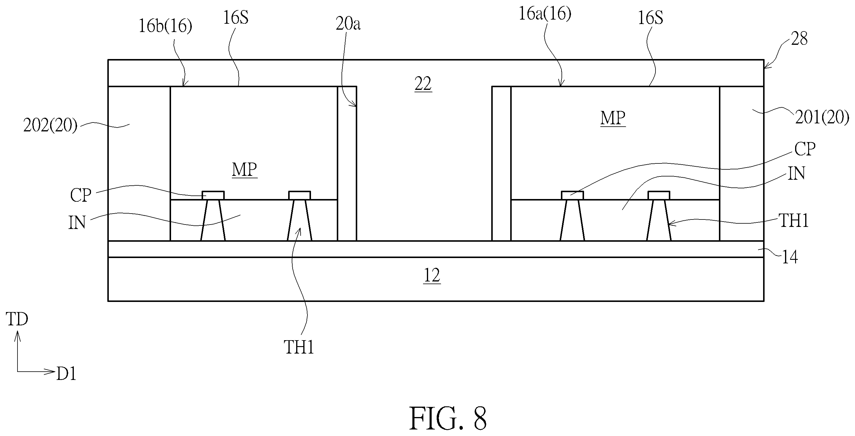 Patent US12588547 Figure 8 – Electronic device and manufacturing method thereof