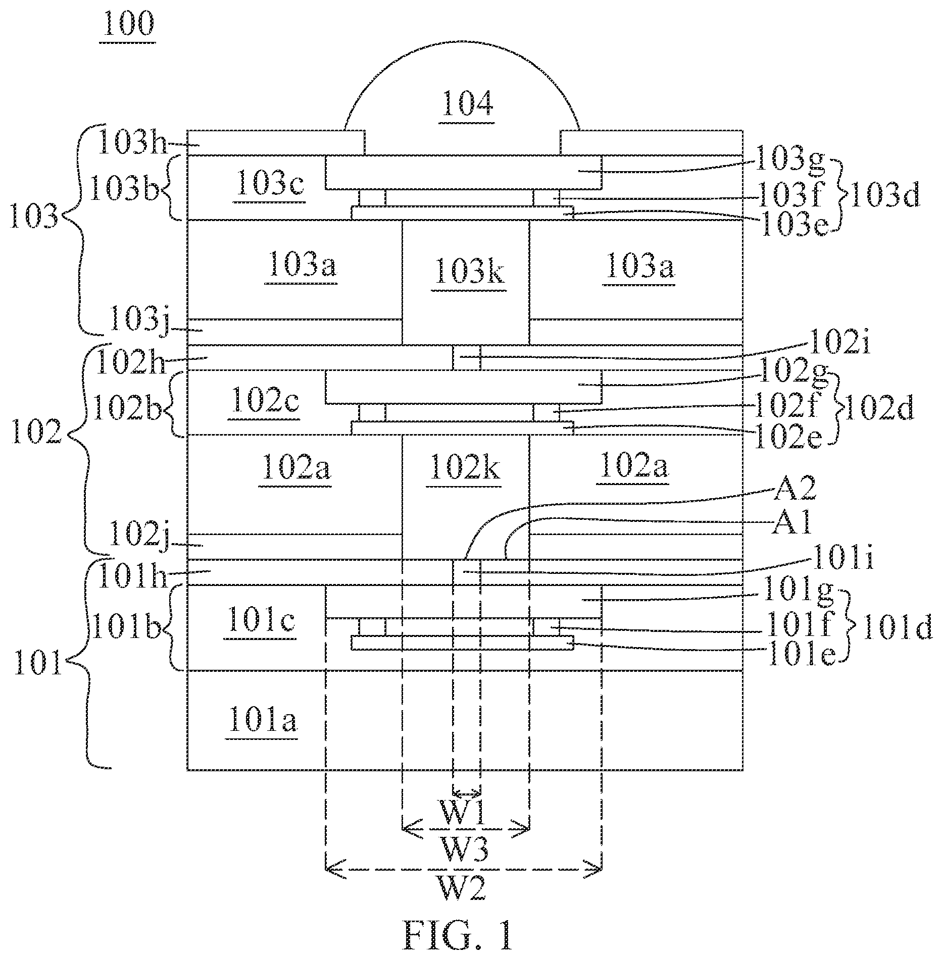 Patent US12588553 Figure 1 – Semiconductor structure having conductive pad with protrusion and manufacturing method thereof