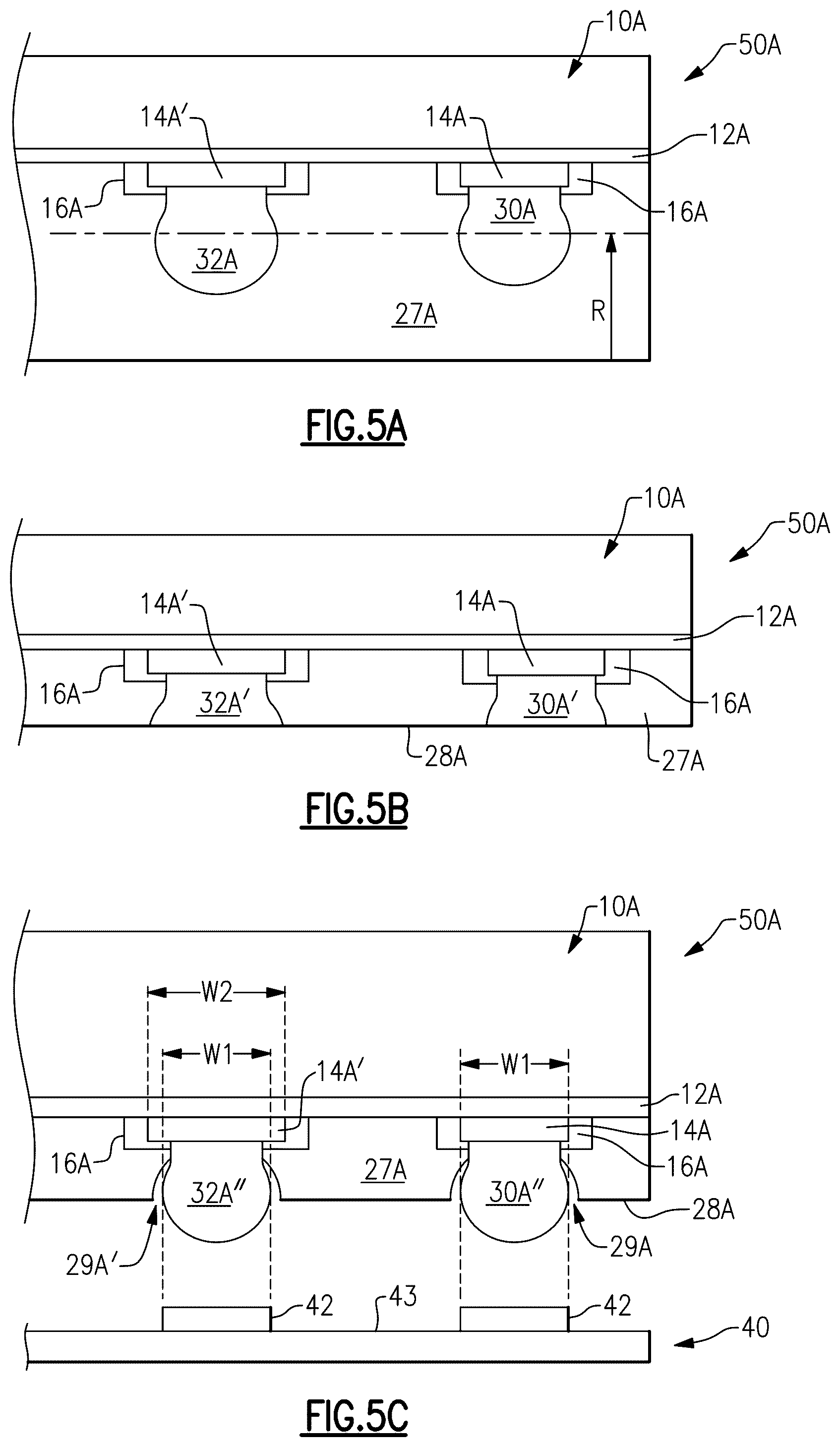 Patent US12588555 Figure 3 – Dual sided molded package with varying interconnect pad sizes and varying exposed solderable area