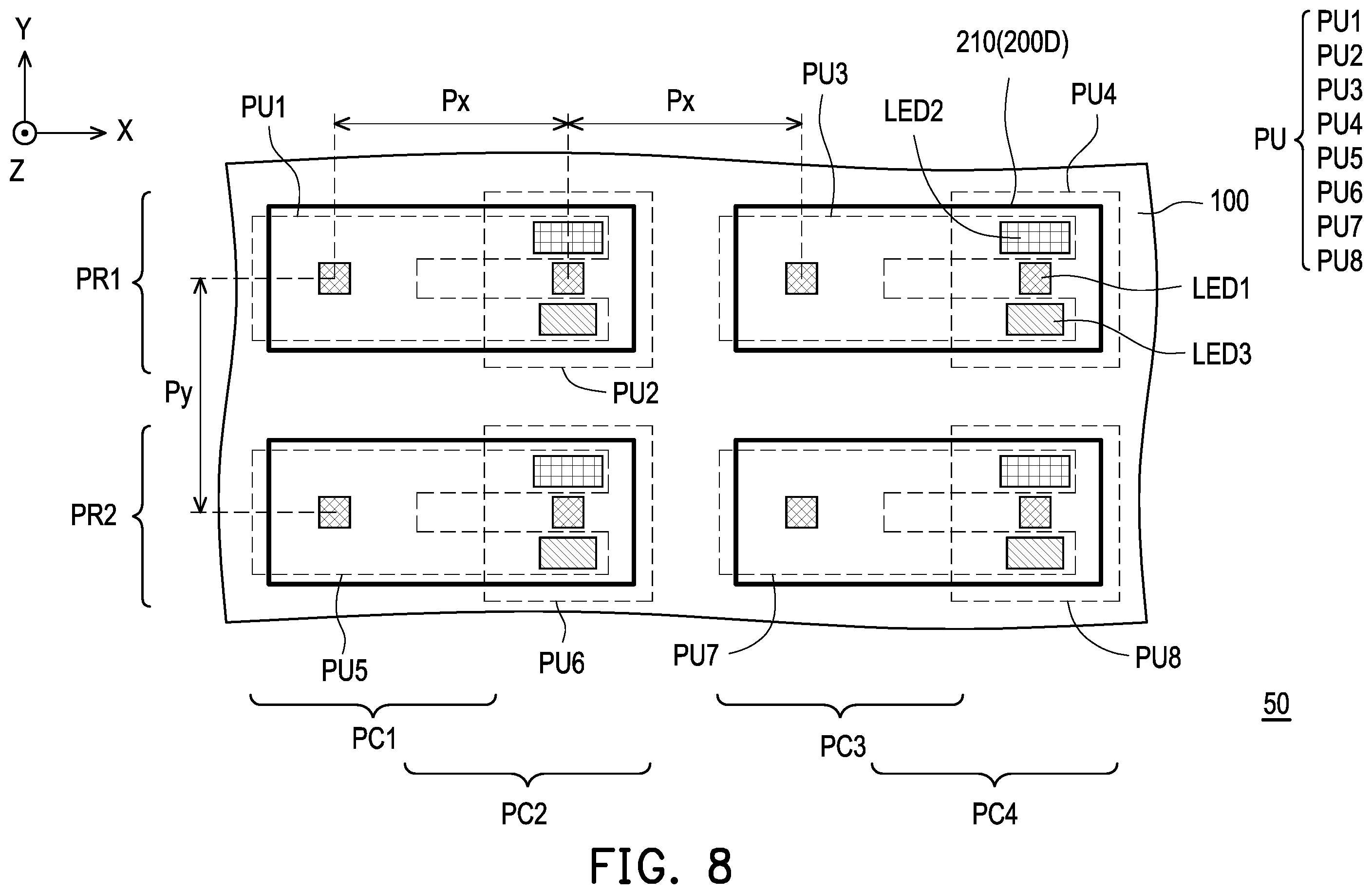 Patent US12588556 Figure 8 – Display apparatus