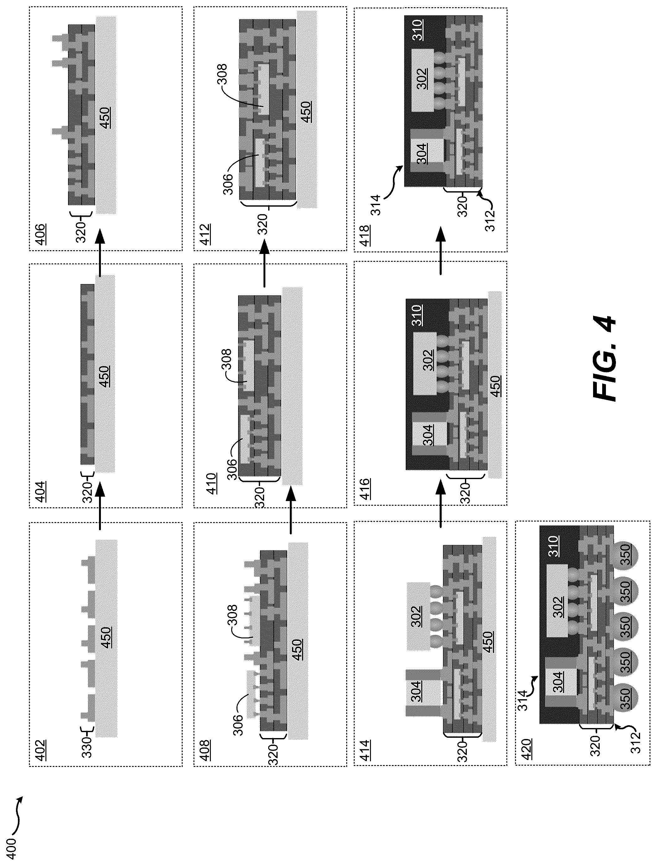 Patent US12588557 Figure 4 – Multichip packages with 3D integration