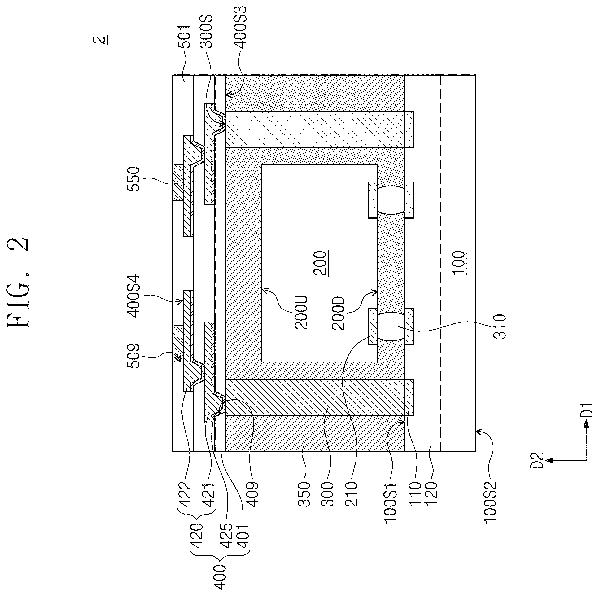 Patent US12588558 Figure 2 – Semiconductor package