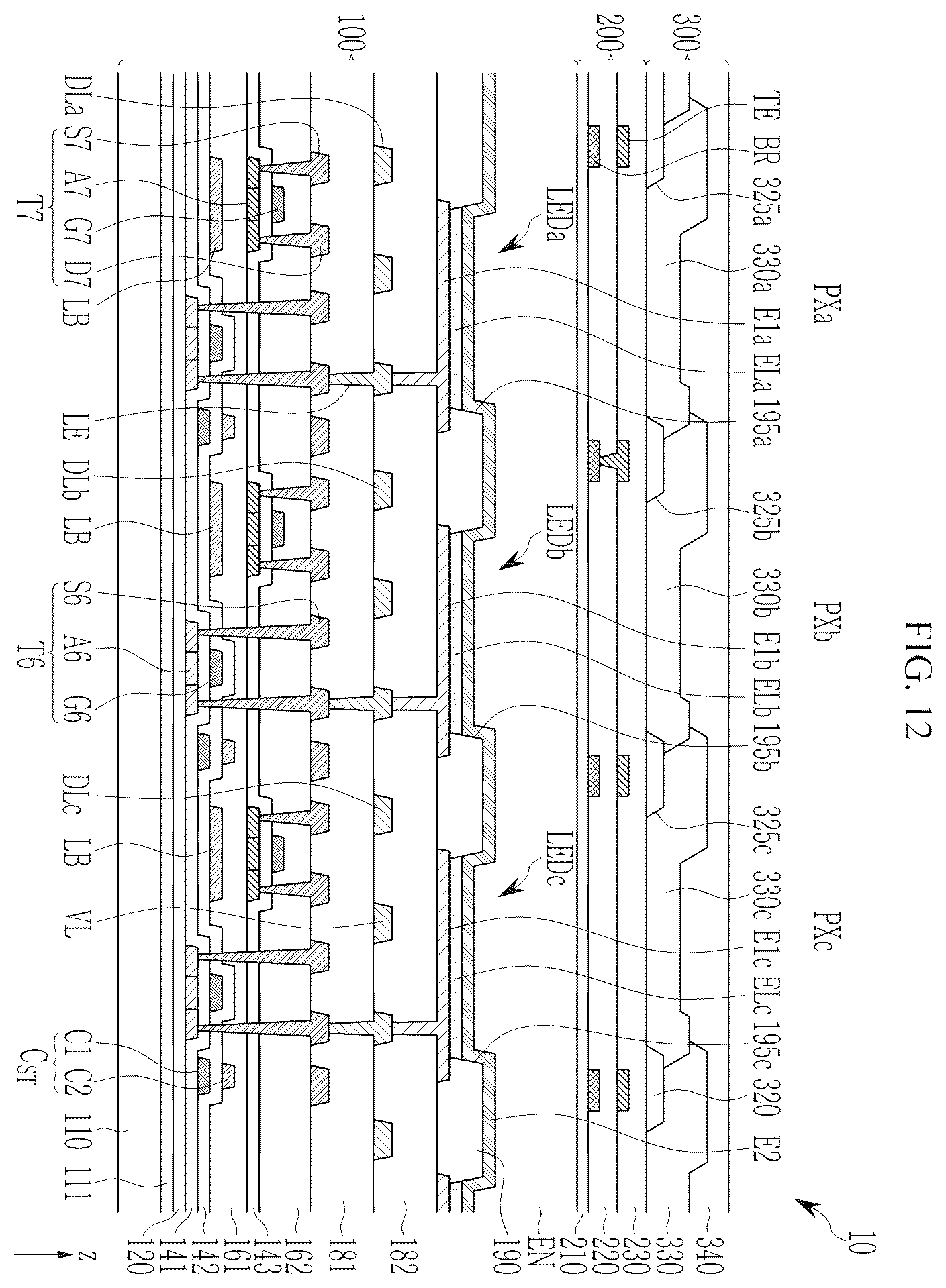 Patent US12588561 Figure 12 – Light emitting display device