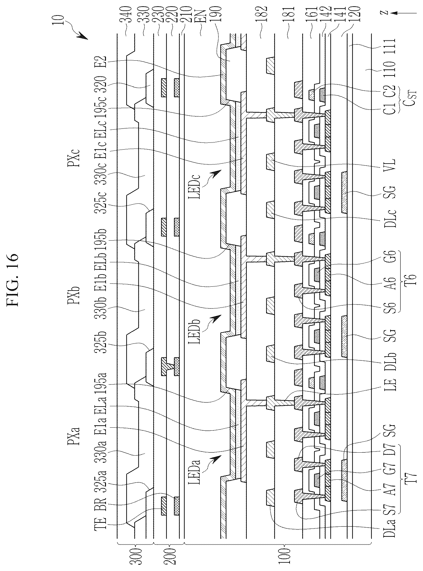 Patent US12588561 Figure 16 – Light emitting display device