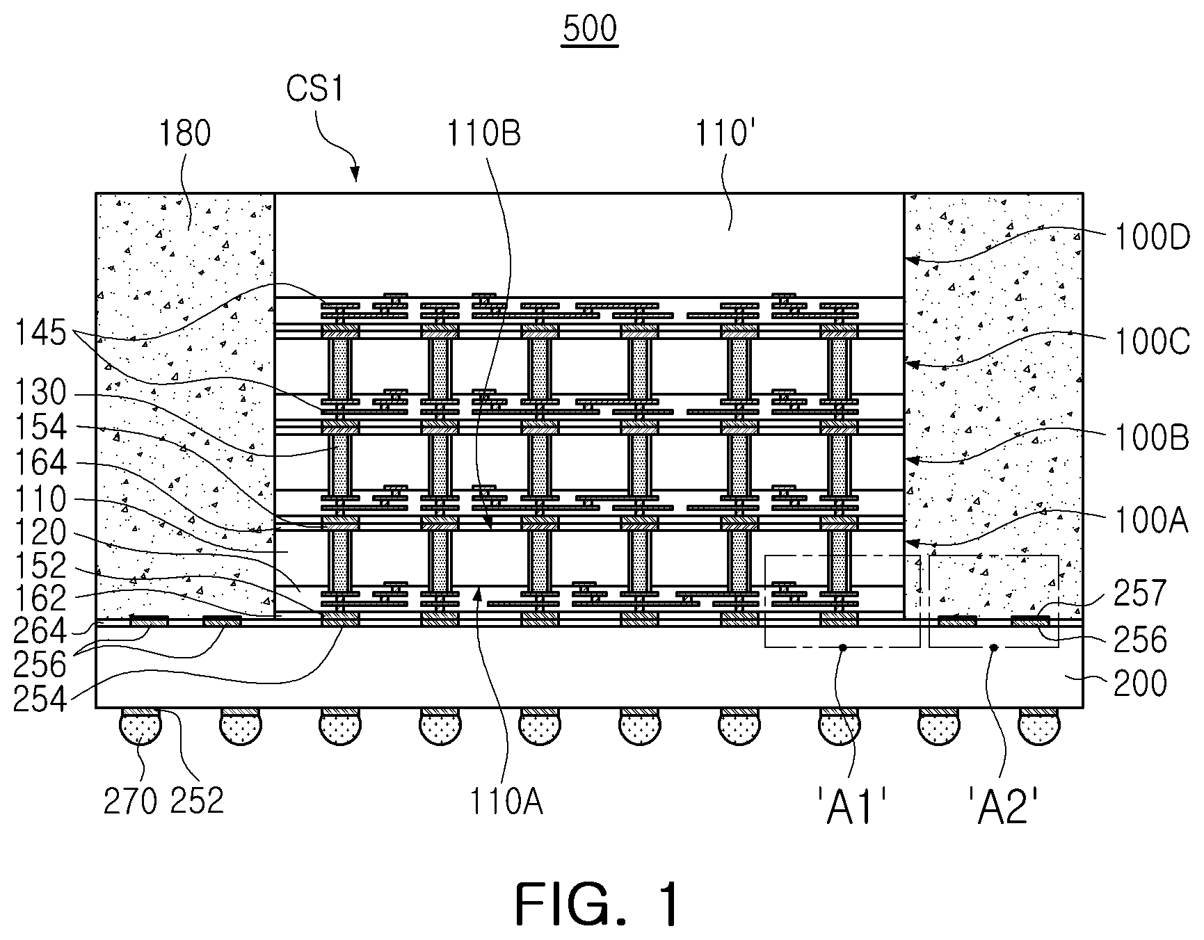Patent US12588567 Figure 1 – Semiconductor package