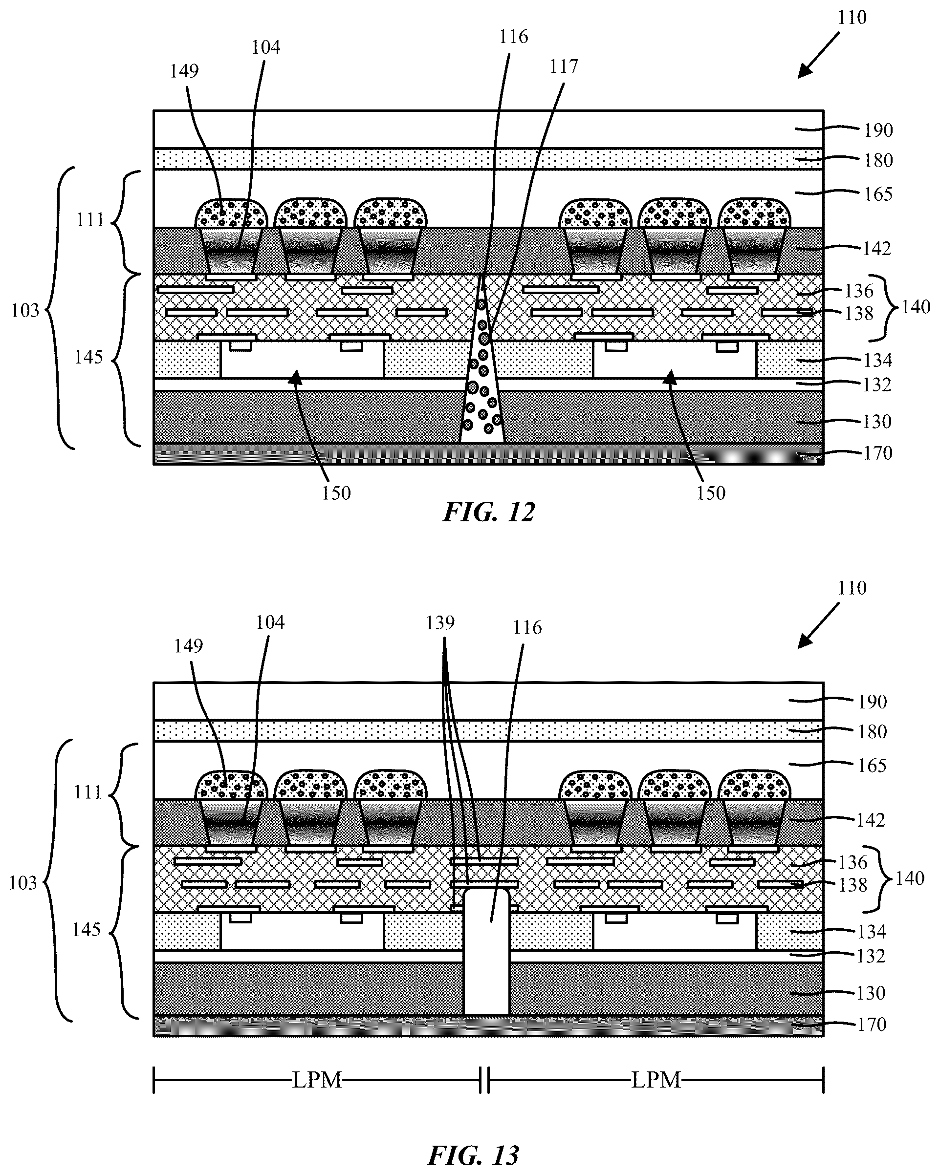 Patent US12588569 Figure 8 – Buried seam with kirigami pattern for 3D micro LED display