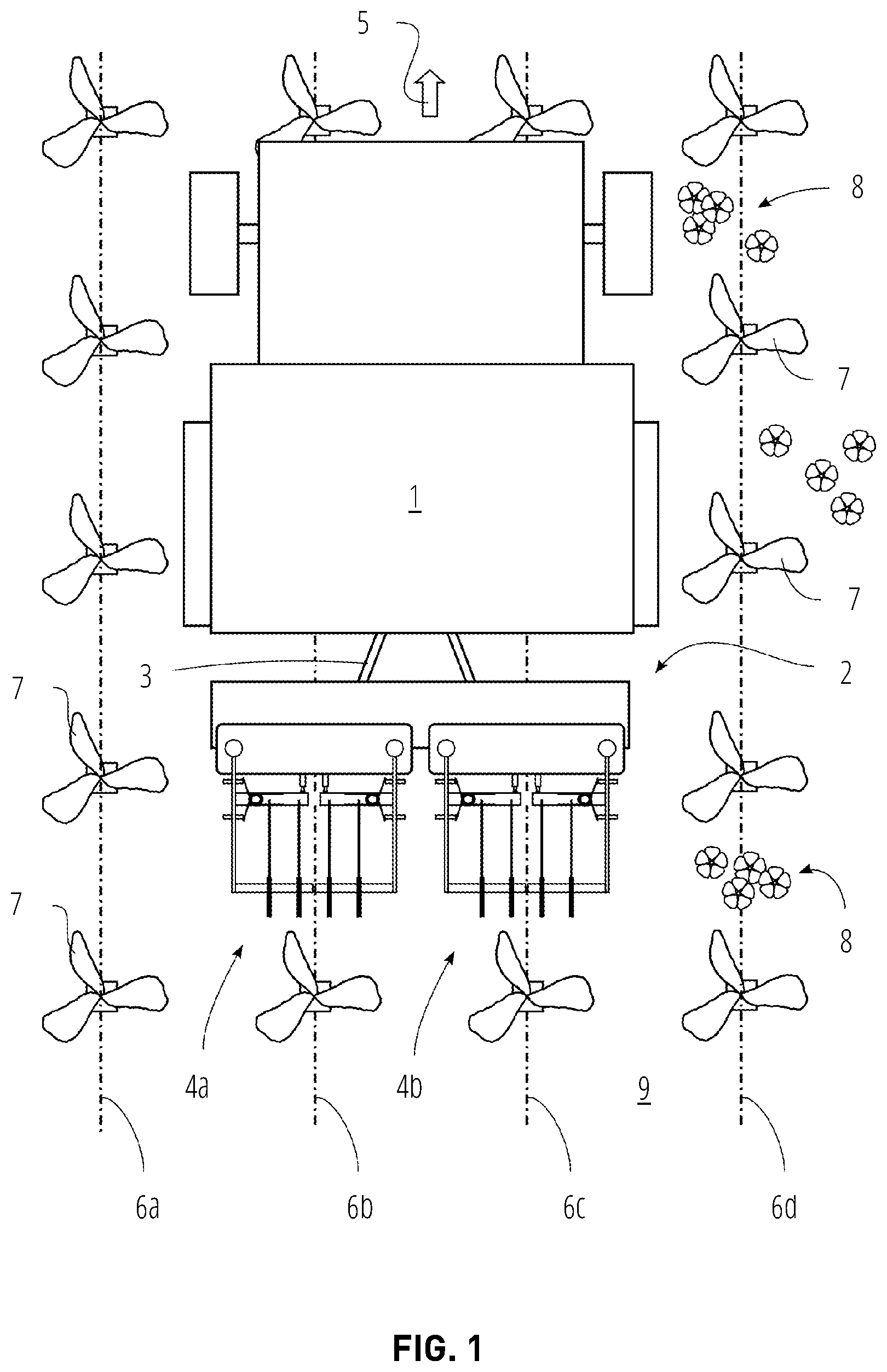 Patent US12588575 Figure 1 – Weeding unit and method for treating an agricultural field
