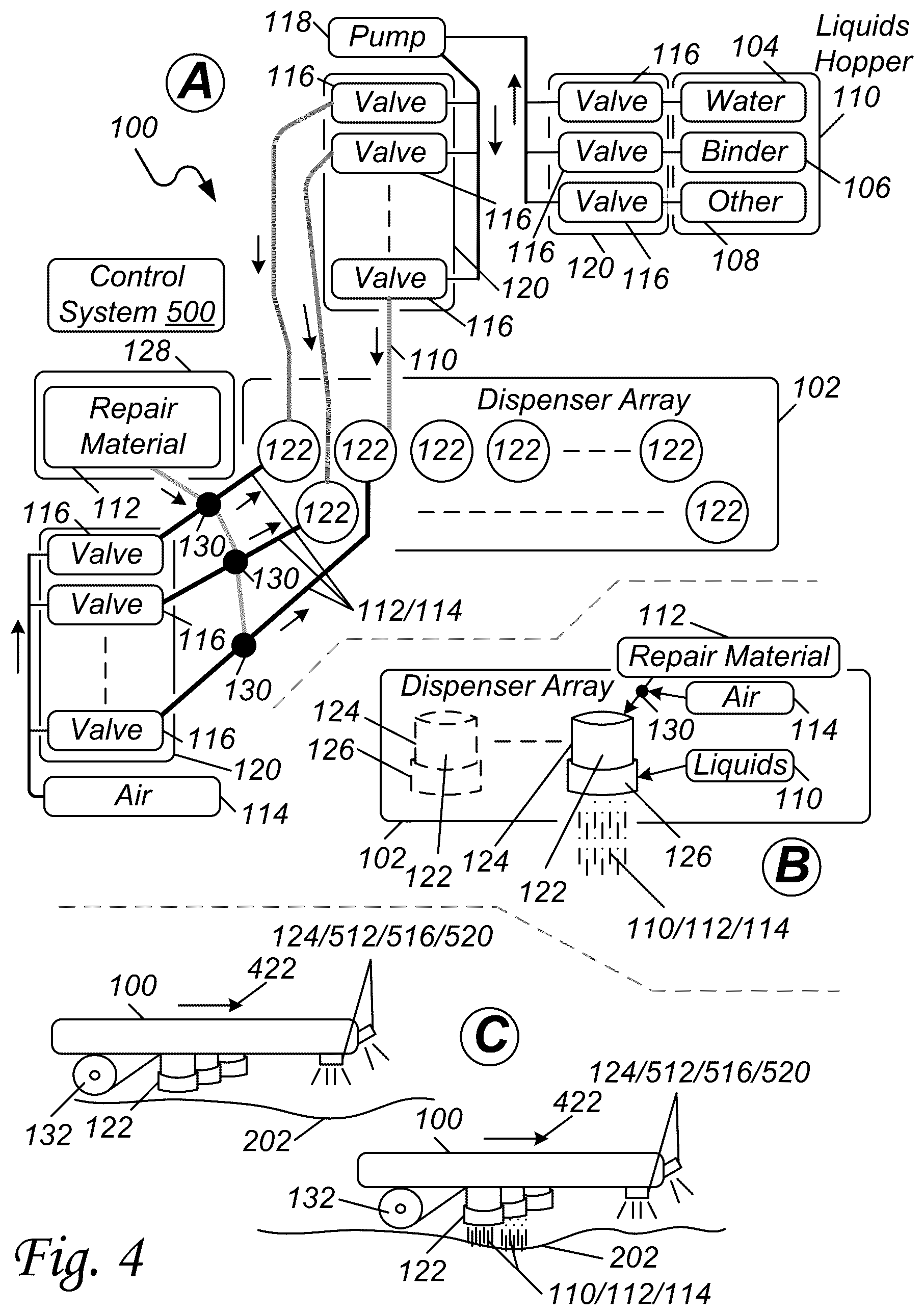 Patent US12588576 Figure 4 – Intelligent turf maintenance system for divot detection and repair
