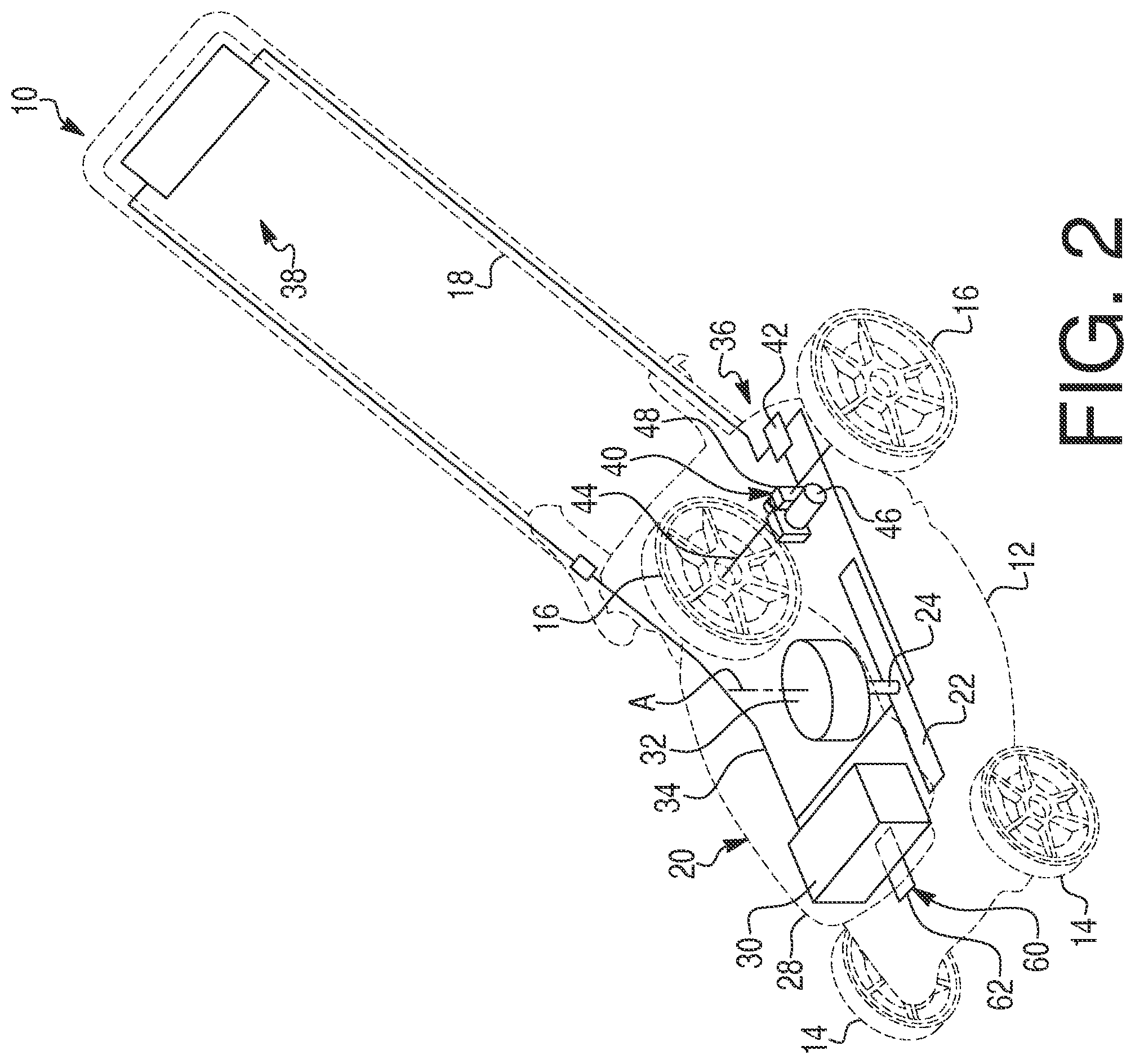 Patent US12588586 Figure 2 – Battery latching mechanism for power equipment, and lawnmower