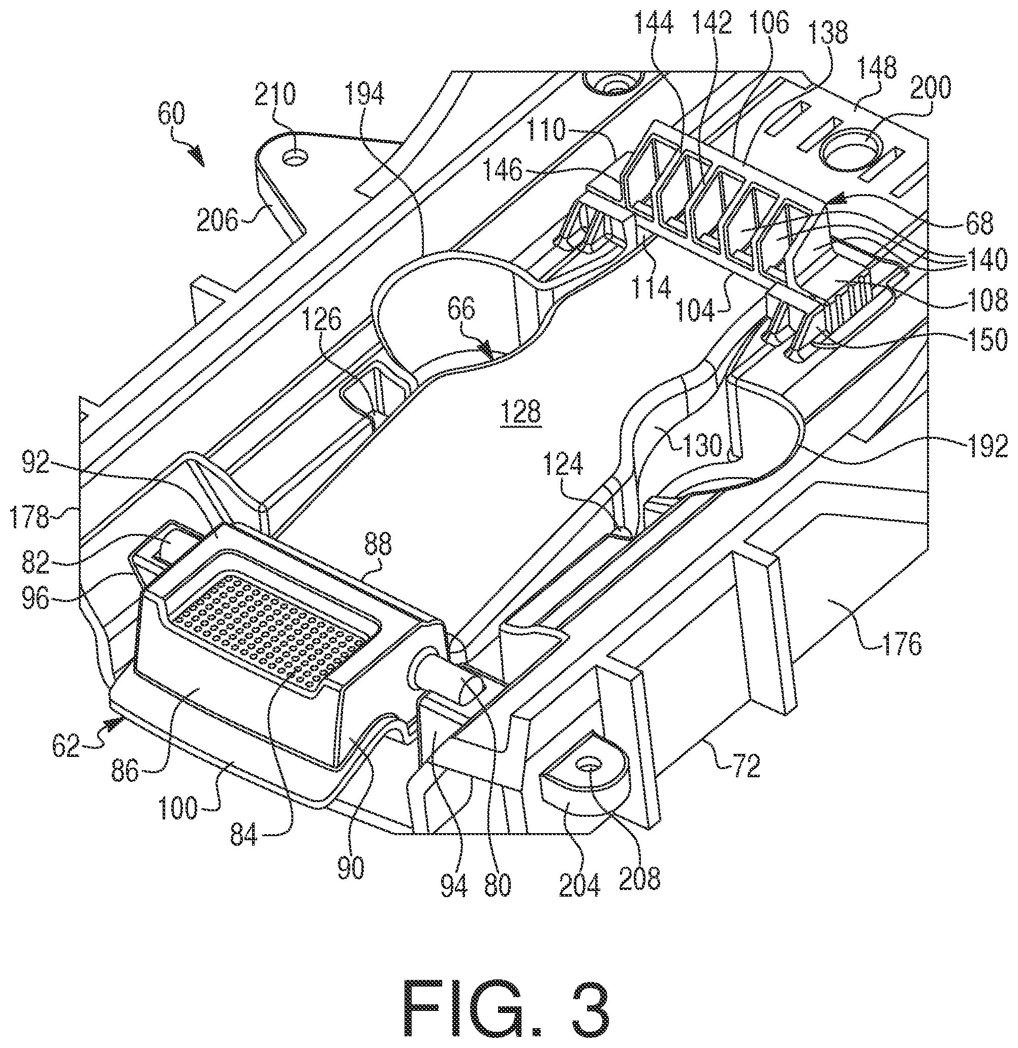 Patent US12588586 Figure 3 – Battery latching mechanism for power equipment, and lawnmower