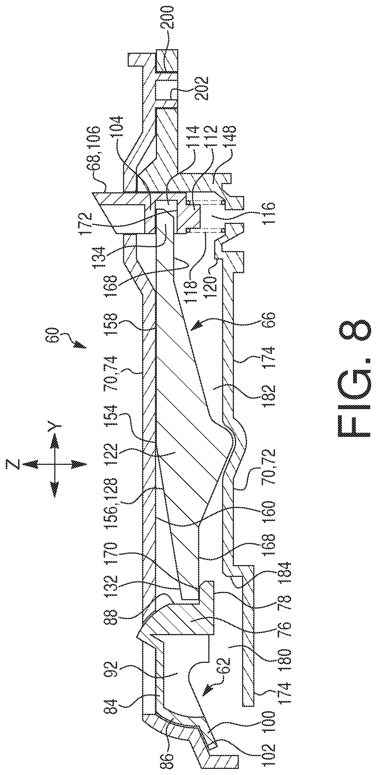 Patent US12588586 Figure 8 – Battery latching mechanism for power equipment, and lawnmower