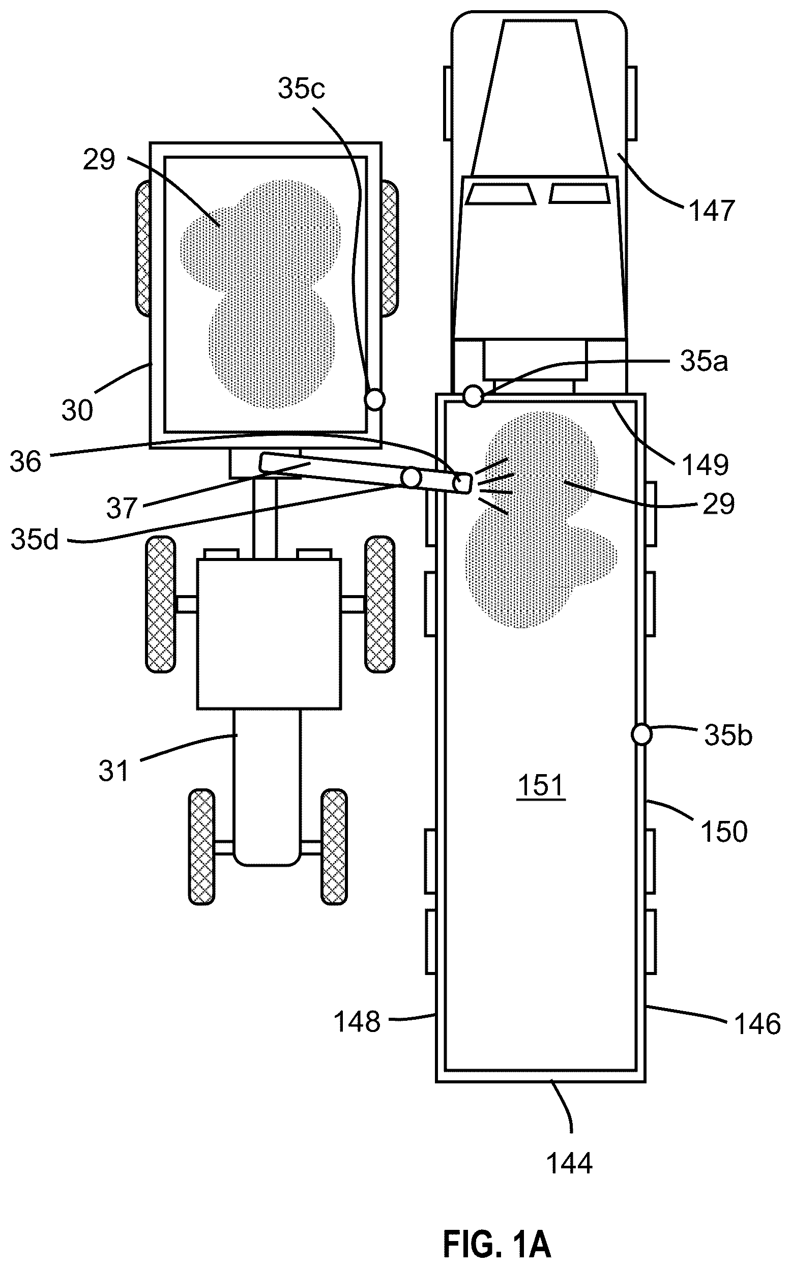 Patent US12588589 Figure 1 – Systems and methods for controlling harvested material fill profiles