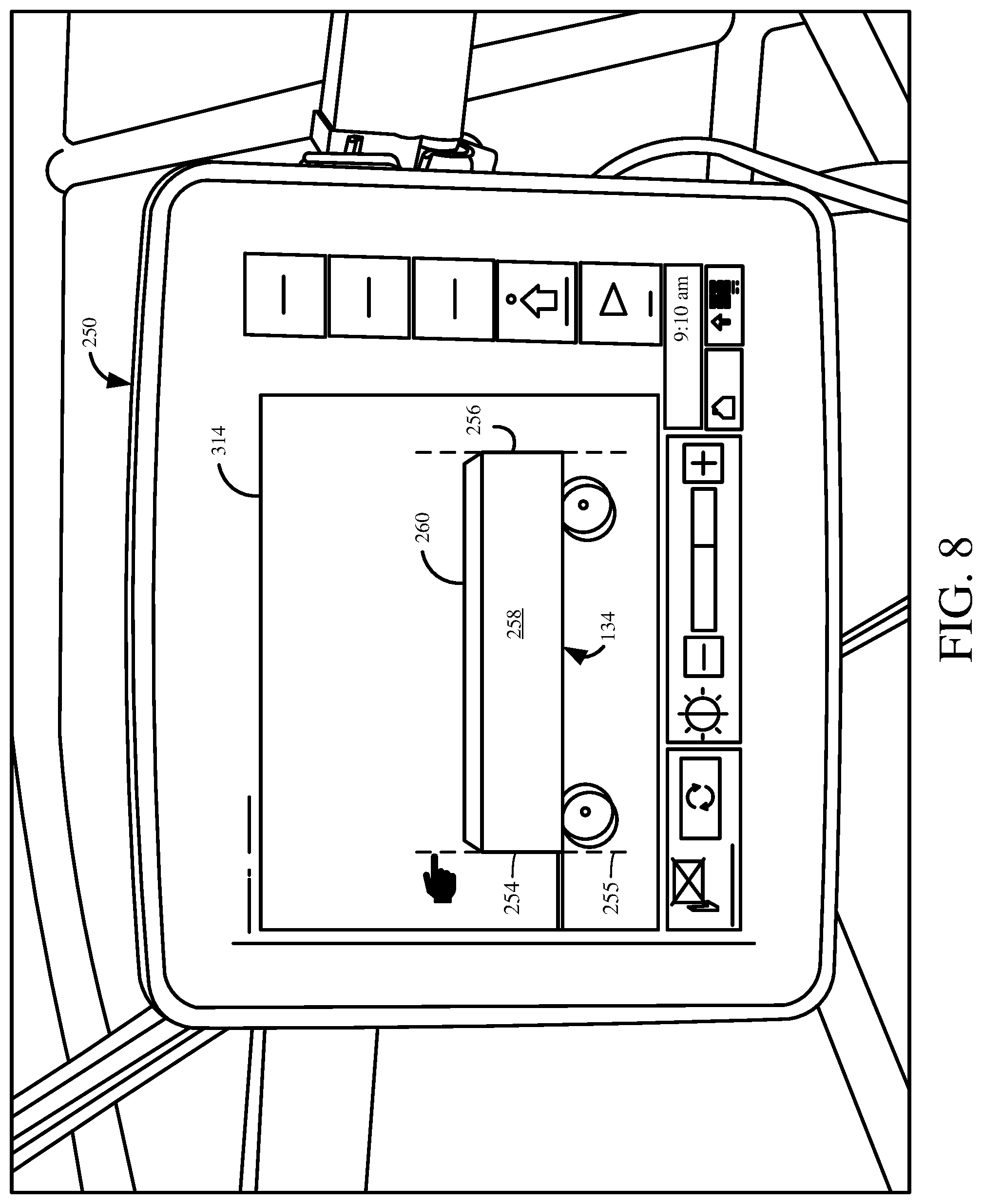 Patent US12588593 Figure 9 – Fill profile and tracking control during an unloading operation based on a CAD file