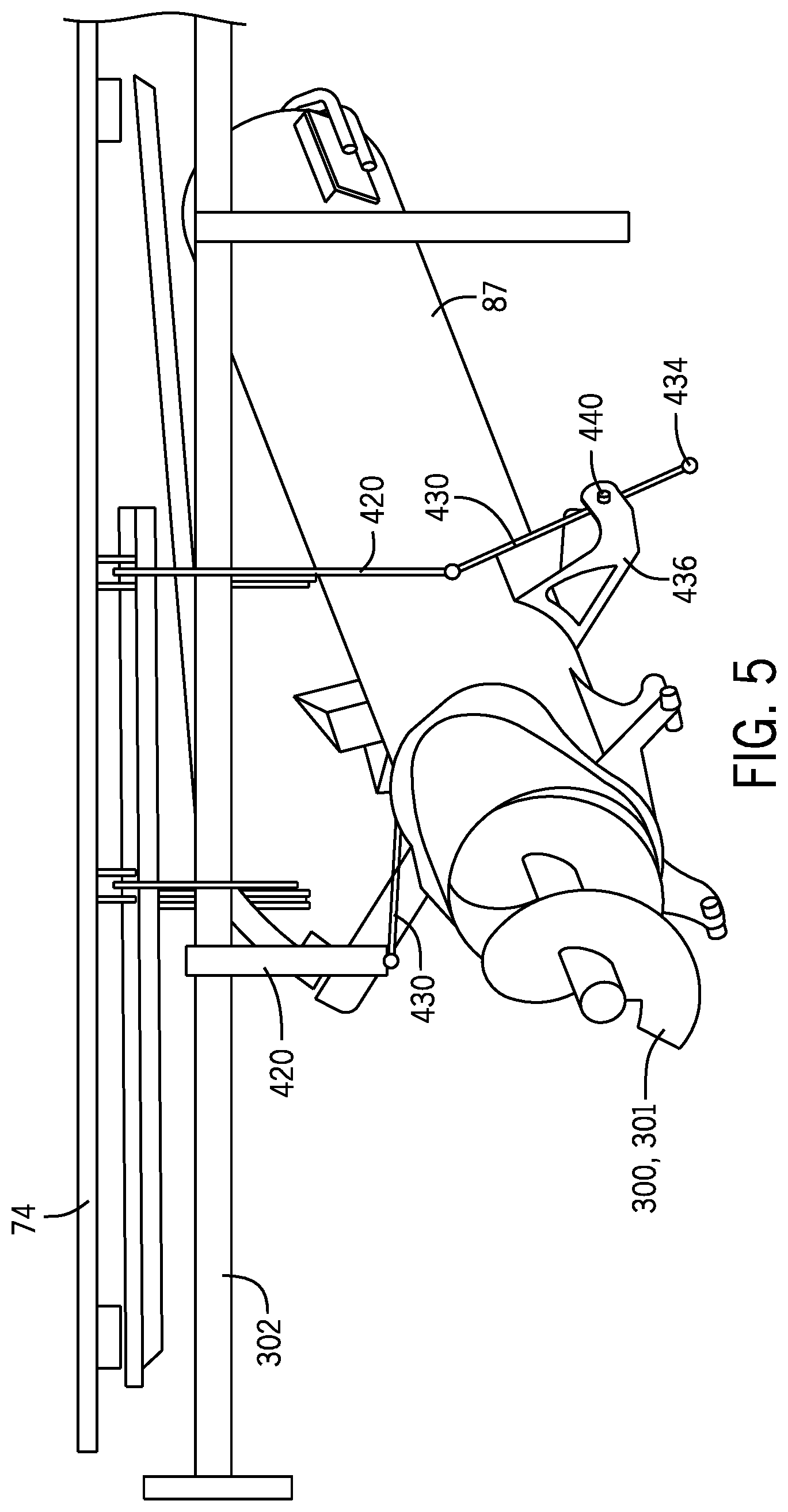 Patent US12588598 Figure 5 – Lift system for bubble up auger of combine harvester