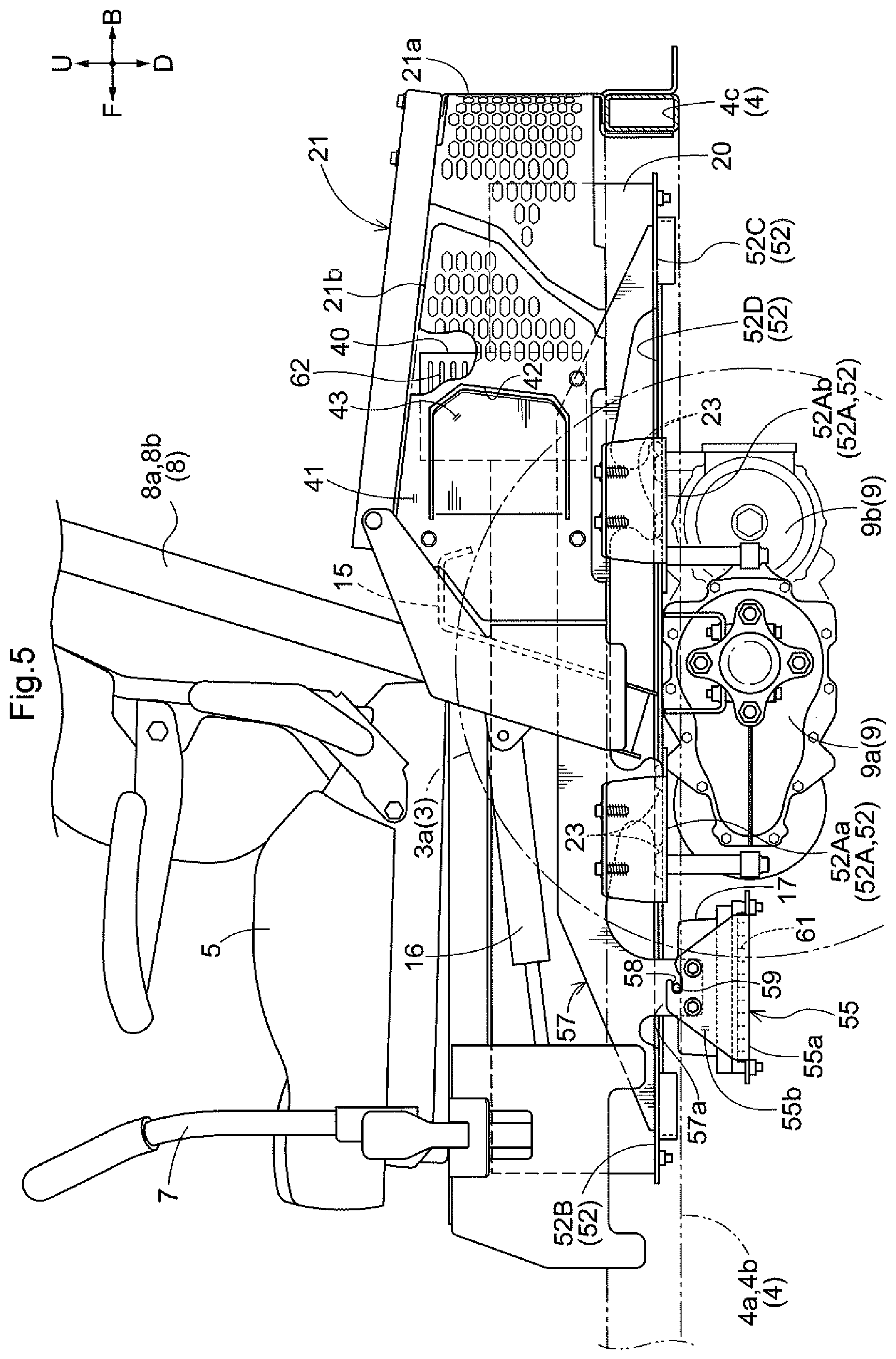 Patent US12588600 Figure 5 – Electric mower
