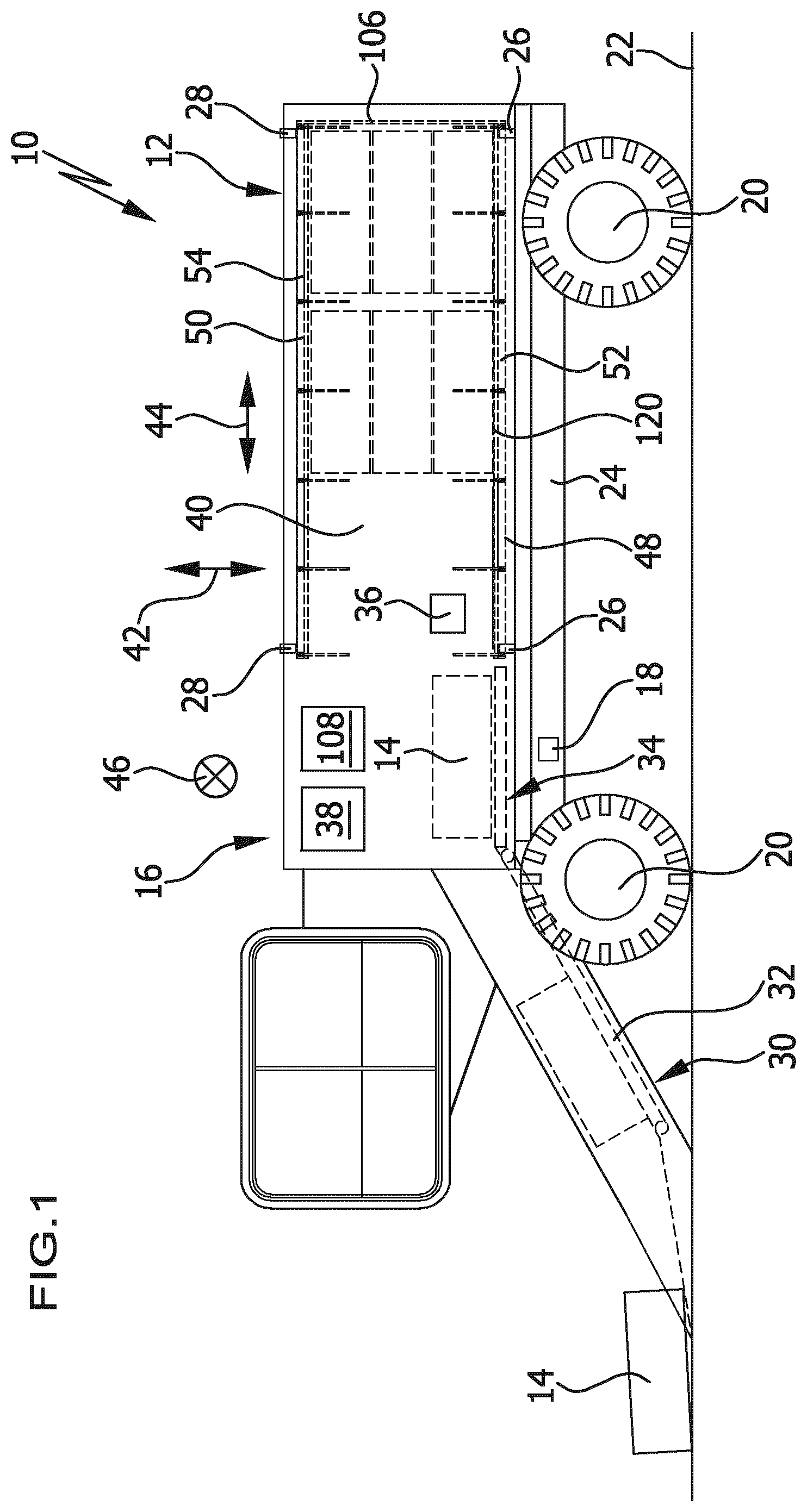 Patent US12588601 Figure 1 – Picking-up device for bales, and picking-up system comprising a picking-up device