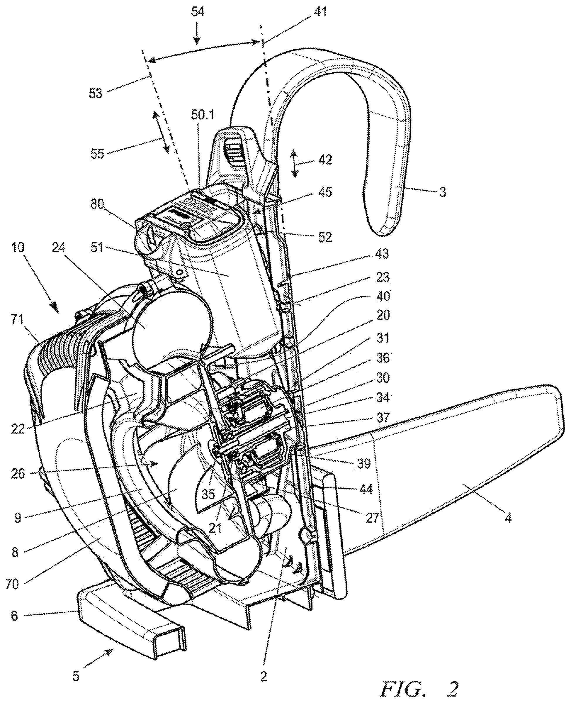 Patent US12588607 Figure 2 – Electric blower apparatus with battery pack