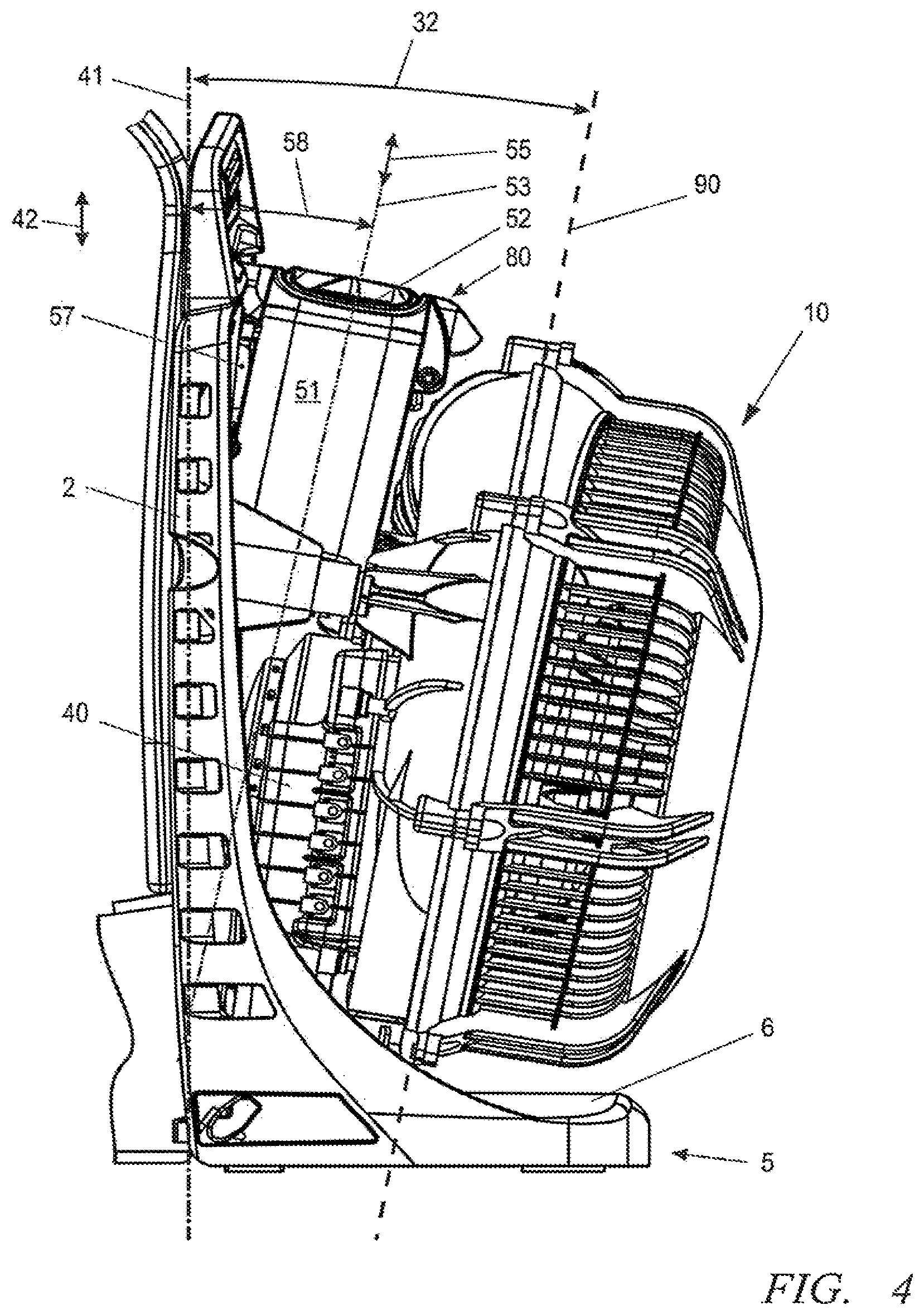 Patent US12588607 Figure 4 – Electric blower apparatus with battery pack