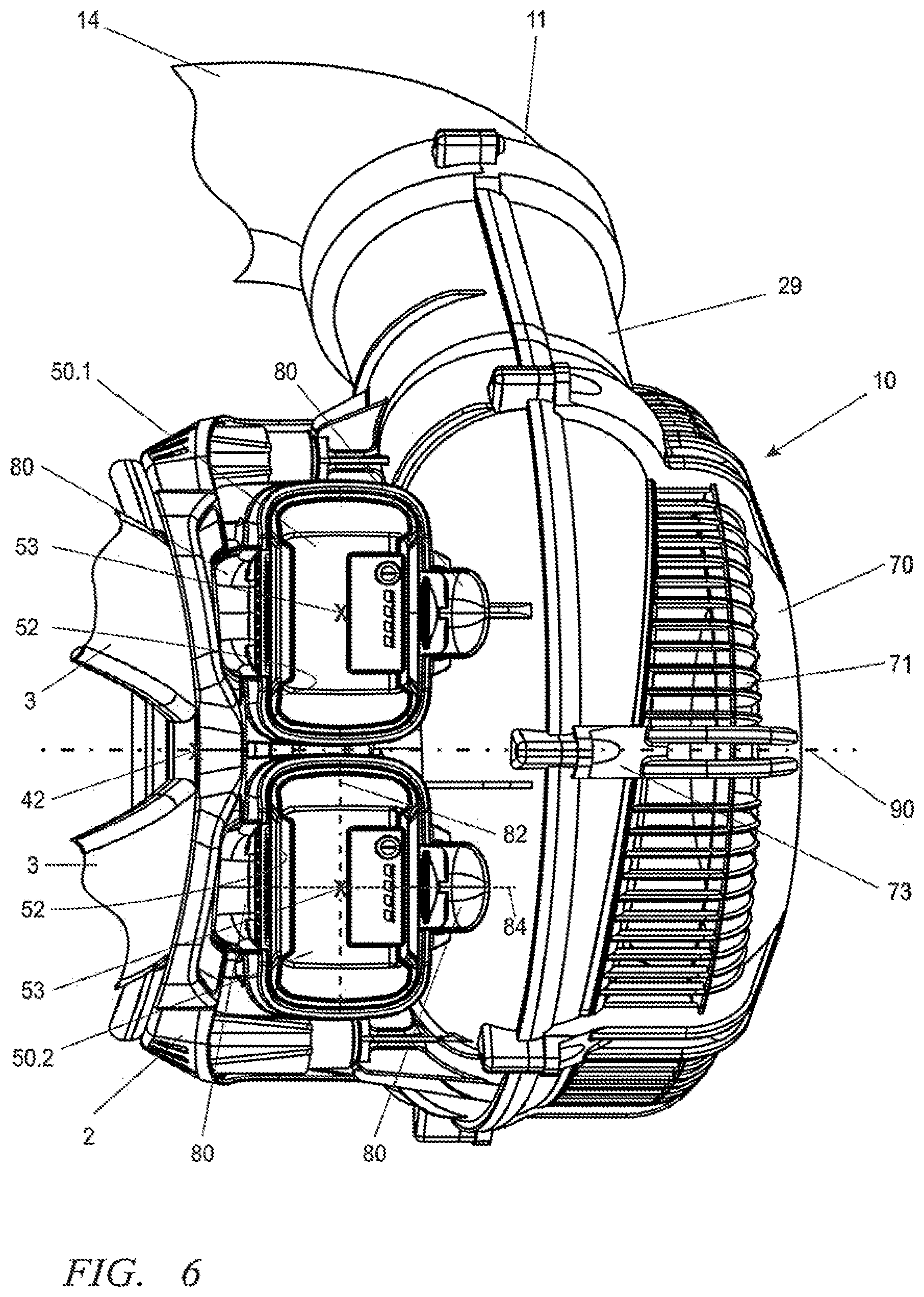 Patent US12588607 Figure 6 – Electric blower apparatus with battery pack