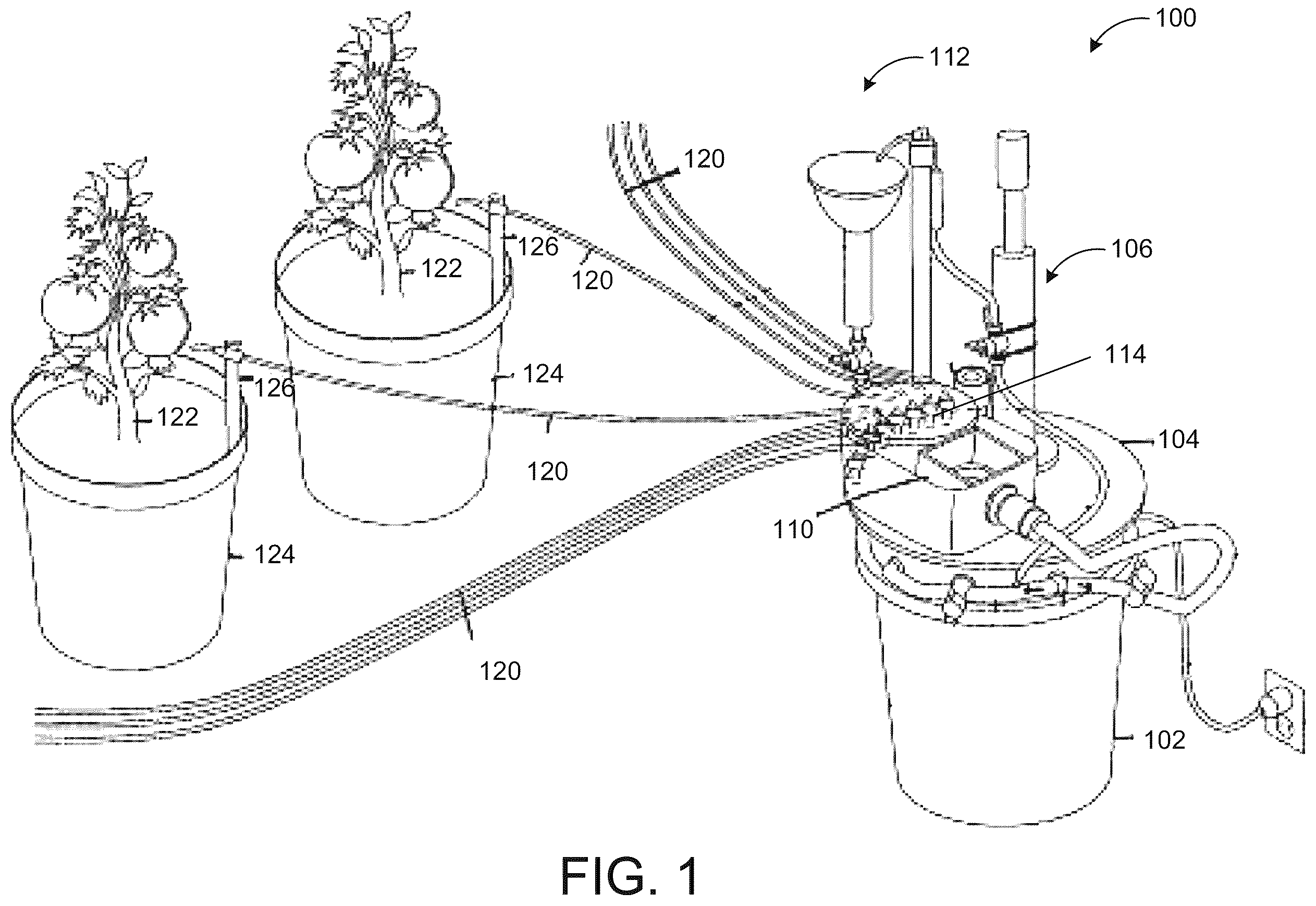 Patent US12588609 Figure 1 – Plant nutrient preparation and delivery system