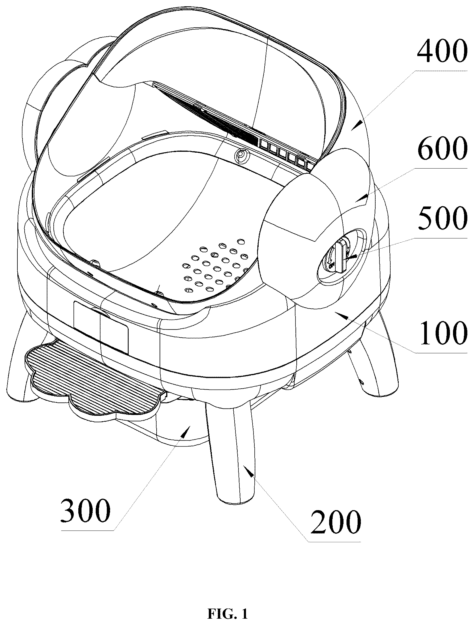 Patent US12588647 Figure 1 – Removable magnetic filter device for smart cat litter box