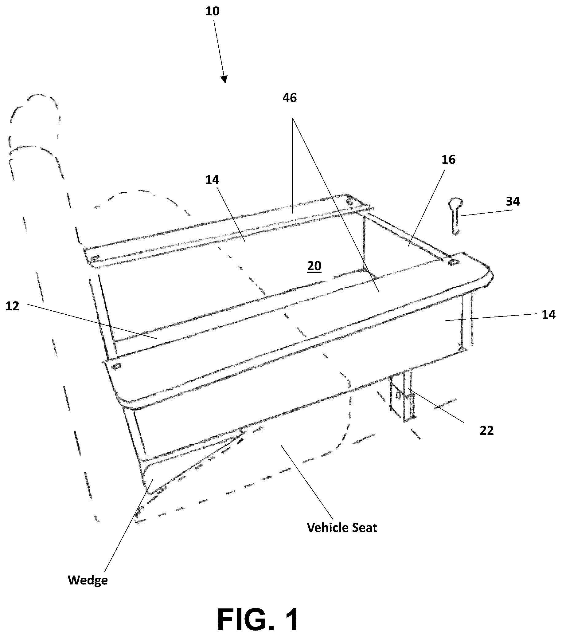 Patent US12588651 Figure 1 – Pet container to overlay a vehicle seat
