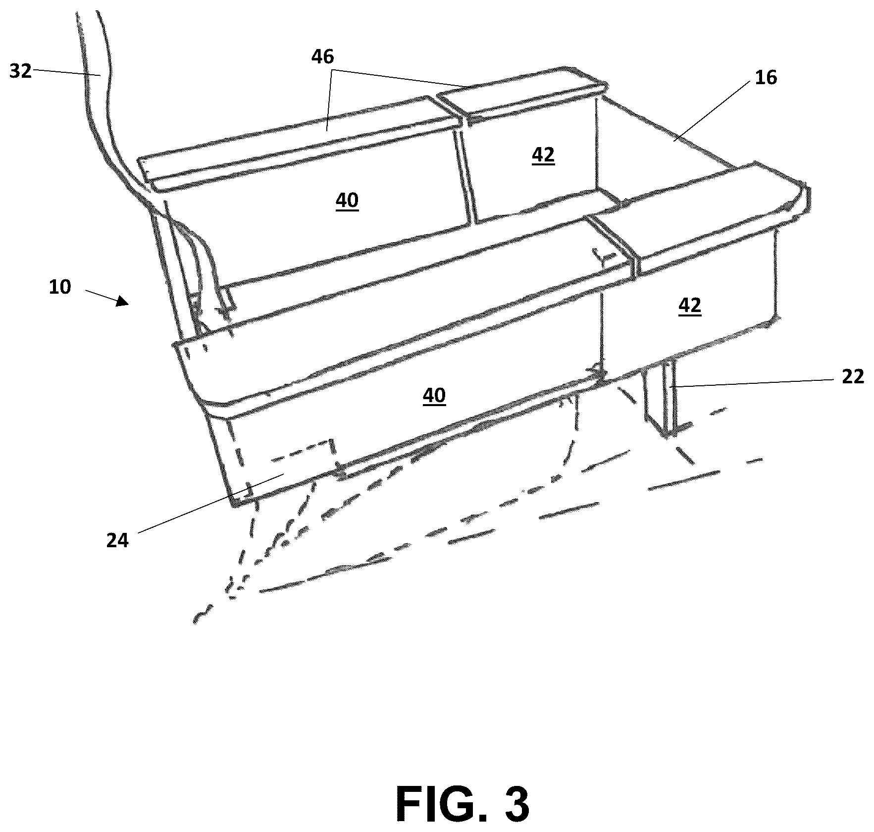 Patent US12588651 Figure 3 – Pet container to overlay a vehicle seat