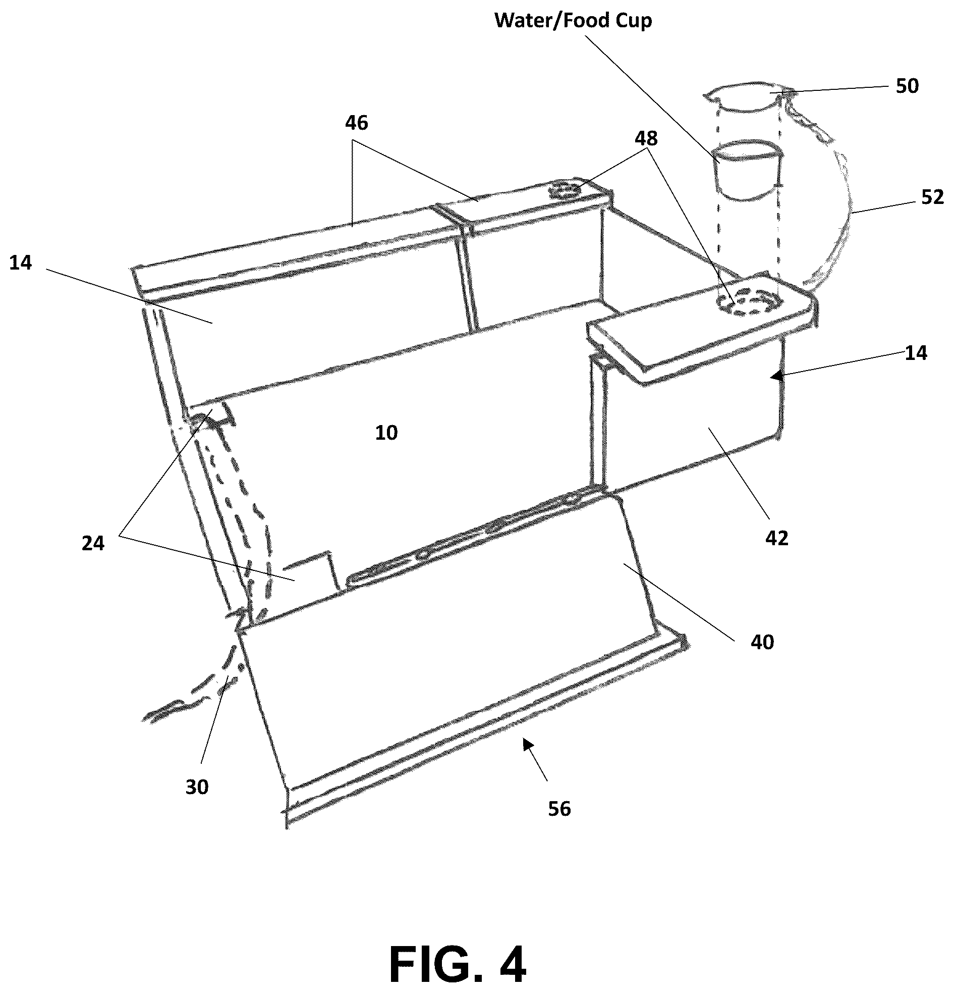 Patent US12588651 Figure 4 – Pet container to overlay a vehicle seat