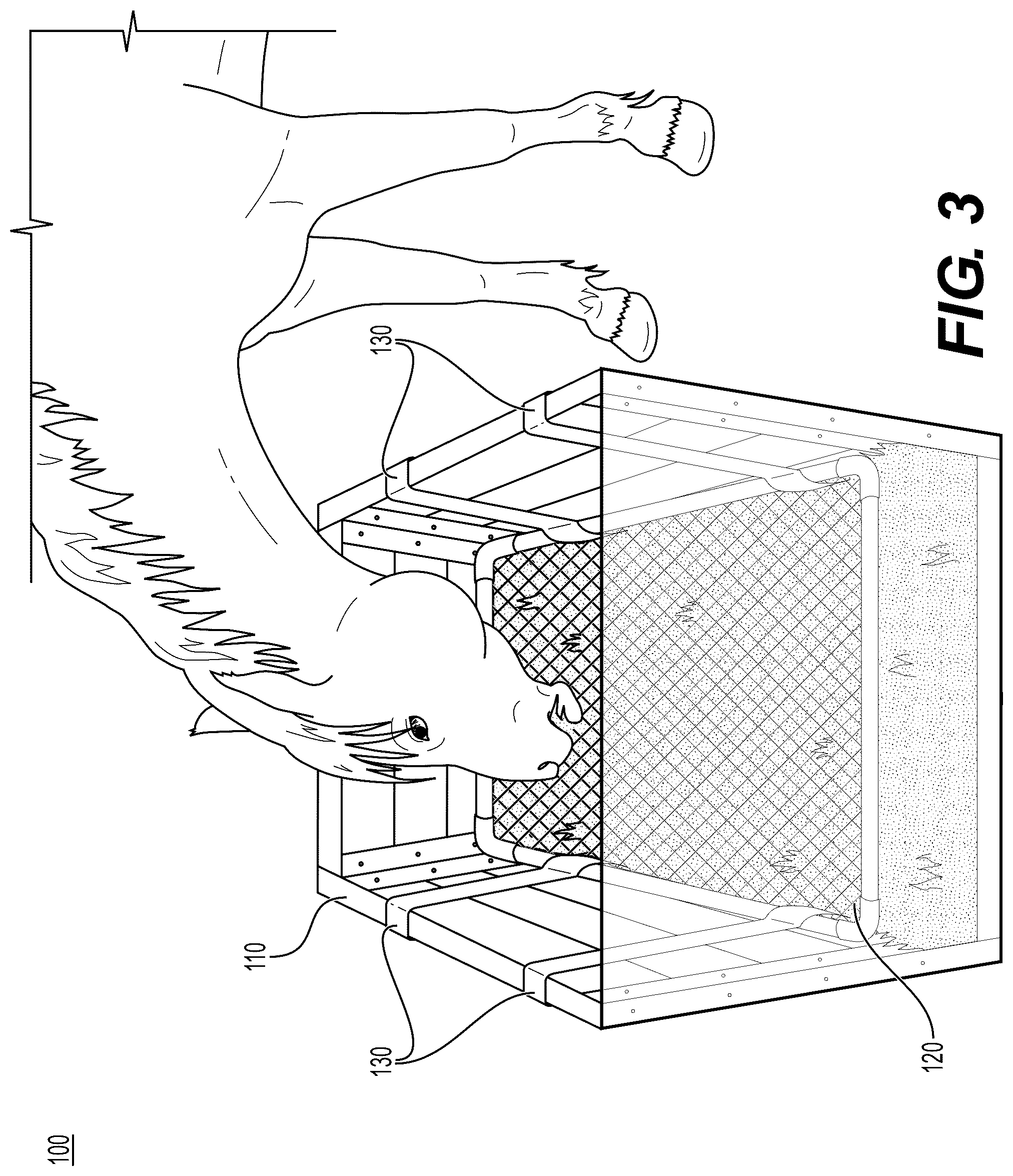Patent US12588653 Figure 3 – Slow feeder for feeding forage to an equid