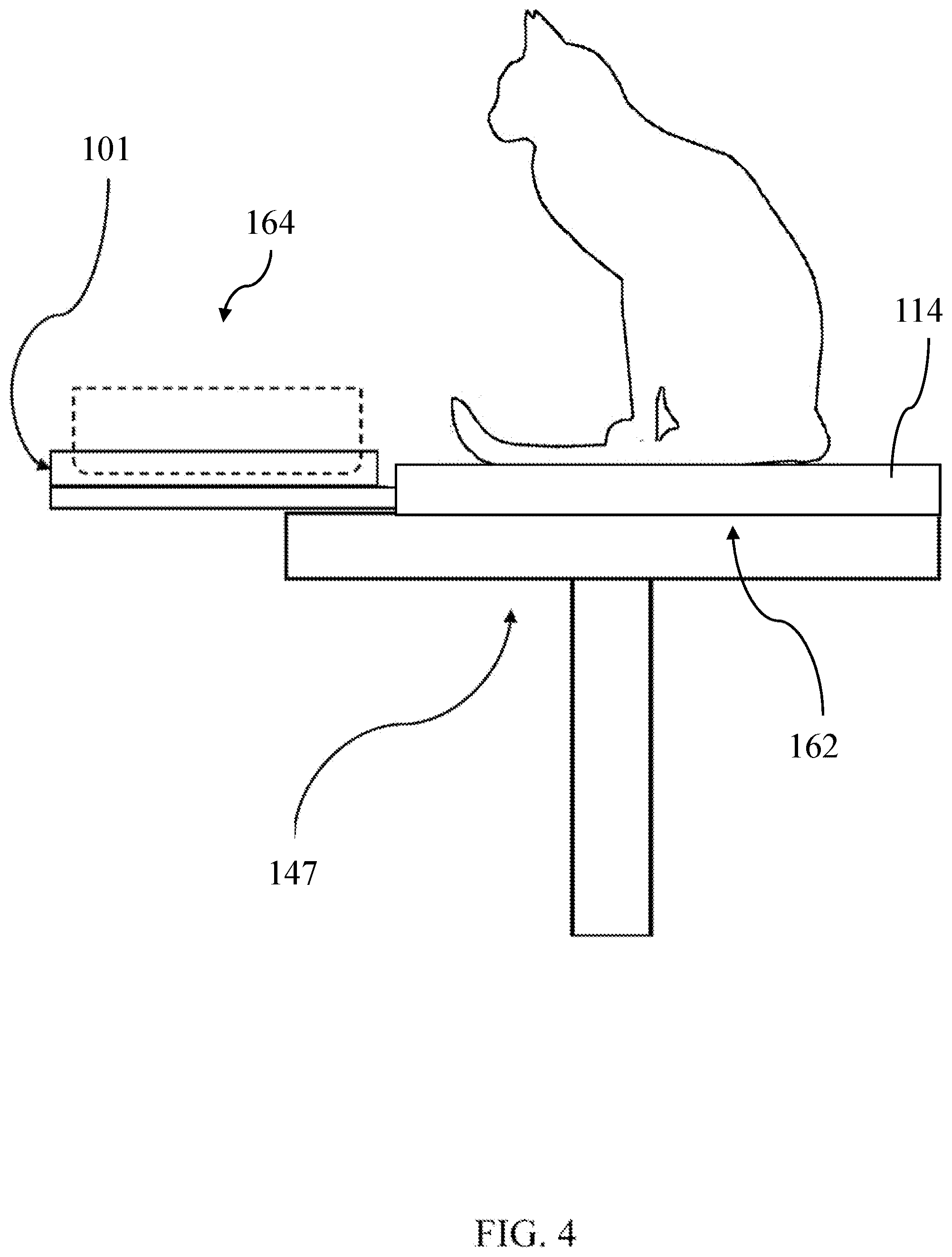 Patent US12588655 Figure 5 – Cat tower feeding tray